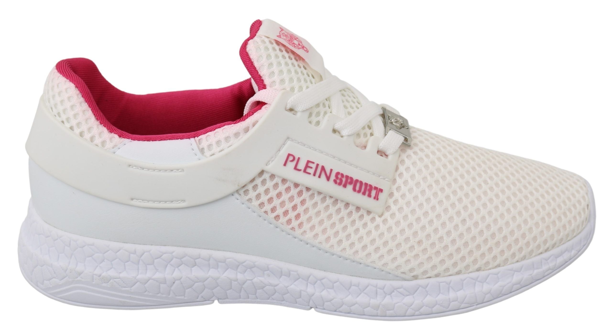 Philipp Plein White Pink Polyester Becky Sneakers Shoes LUNESCAPE