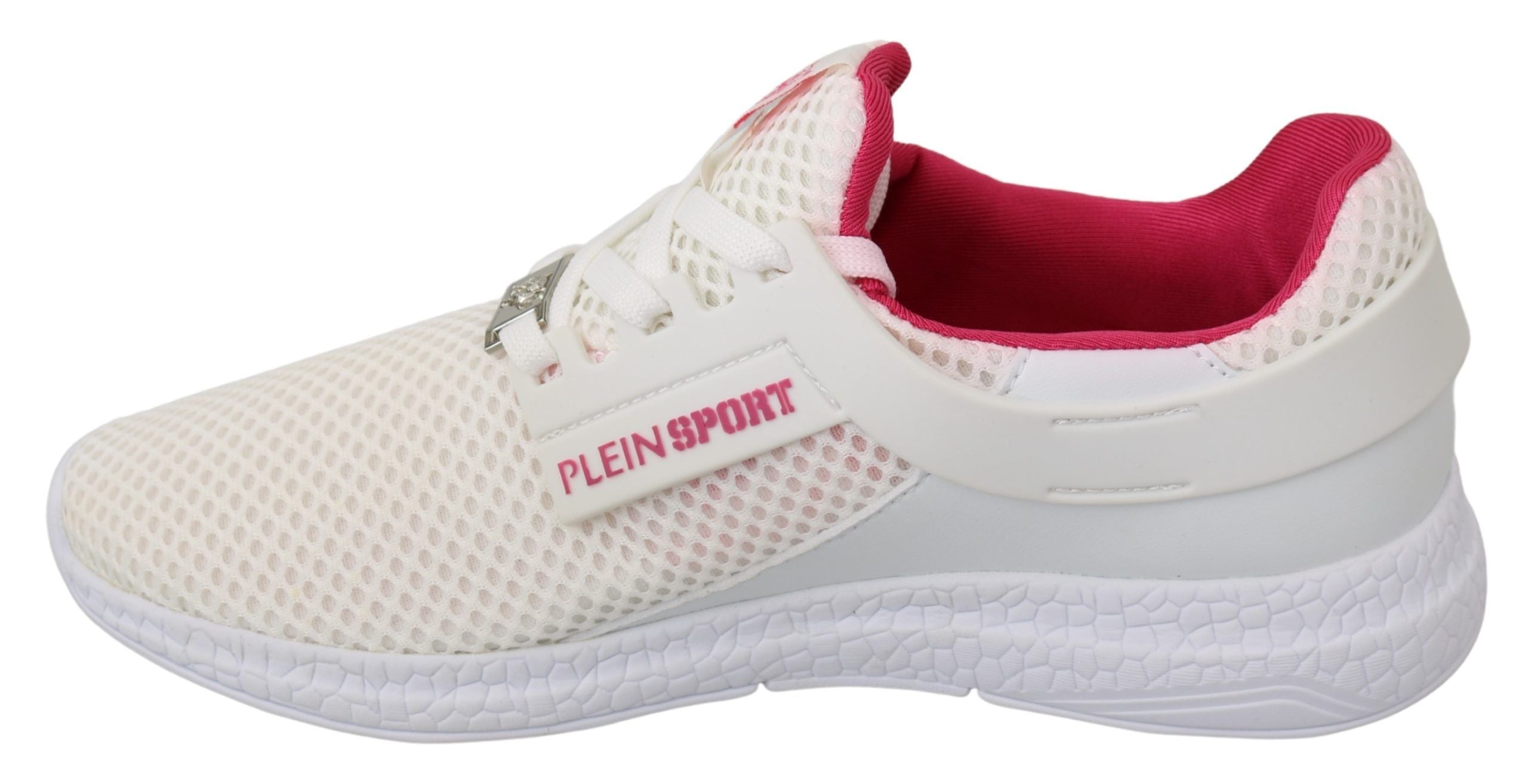 Philipp Plein White Pink Polyester Becky Sneakers Shoes LUNESCAPE