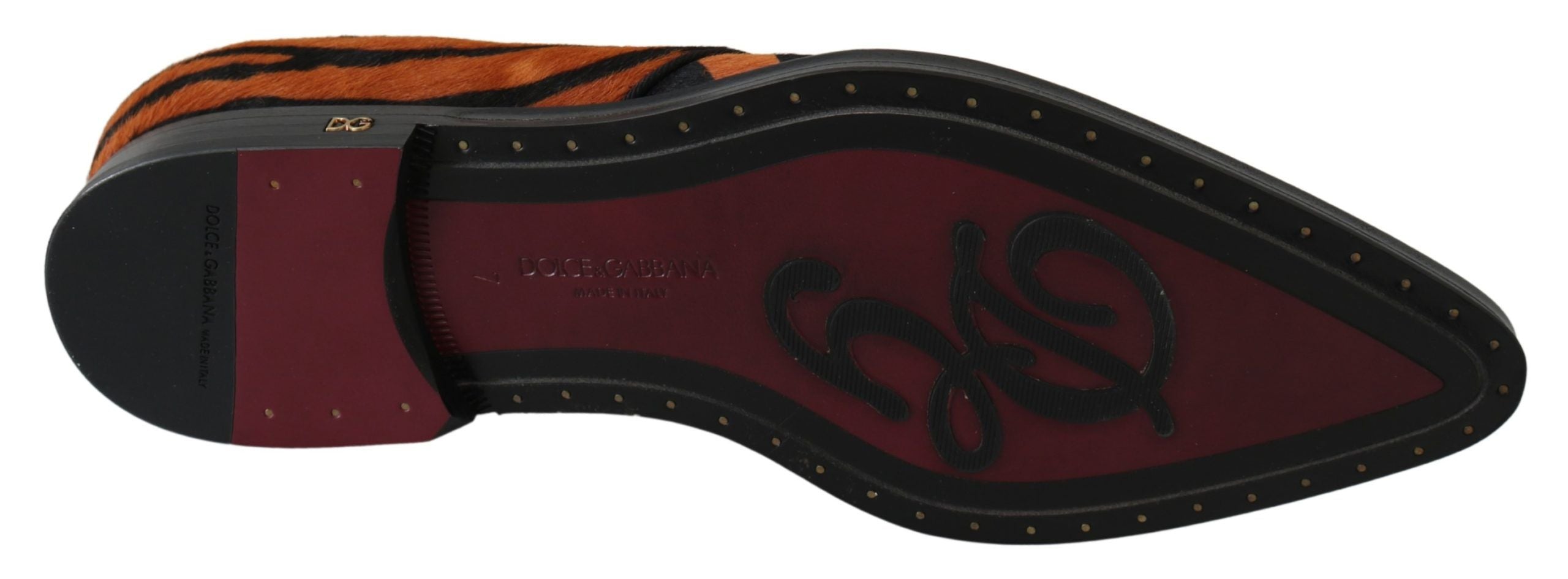 Dolce & Gabbana Orange Pony Hair Formal Dress Brogue Shoes