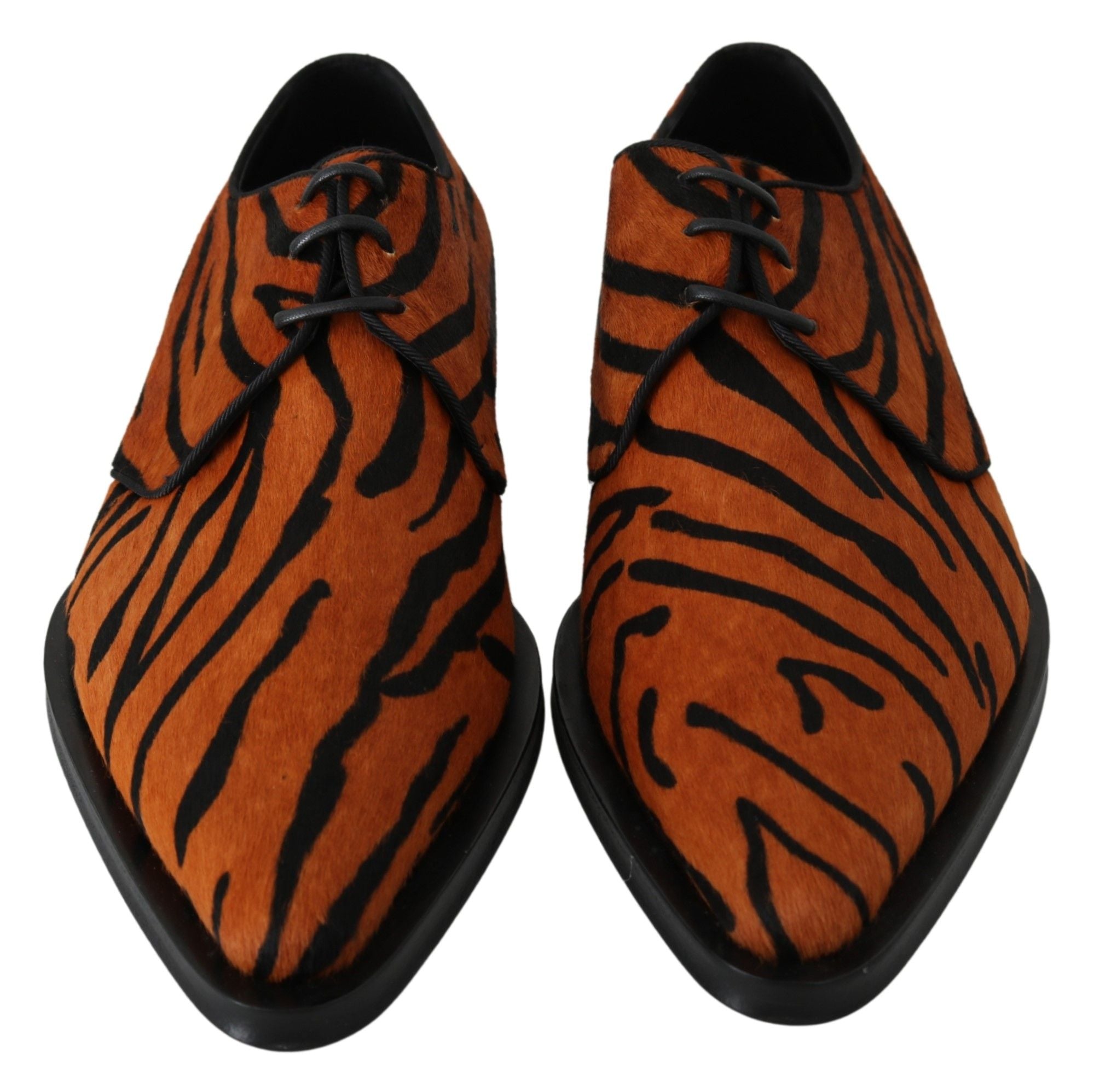 Dolce & Gabbana Orange Pony Hair Formal Dress Brogue Shoes