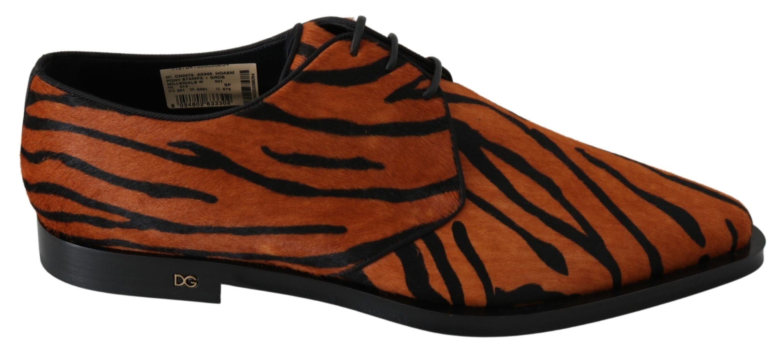 Dolce & Gabbana Orange Pony Hair Formal Dress Brogue Shoes