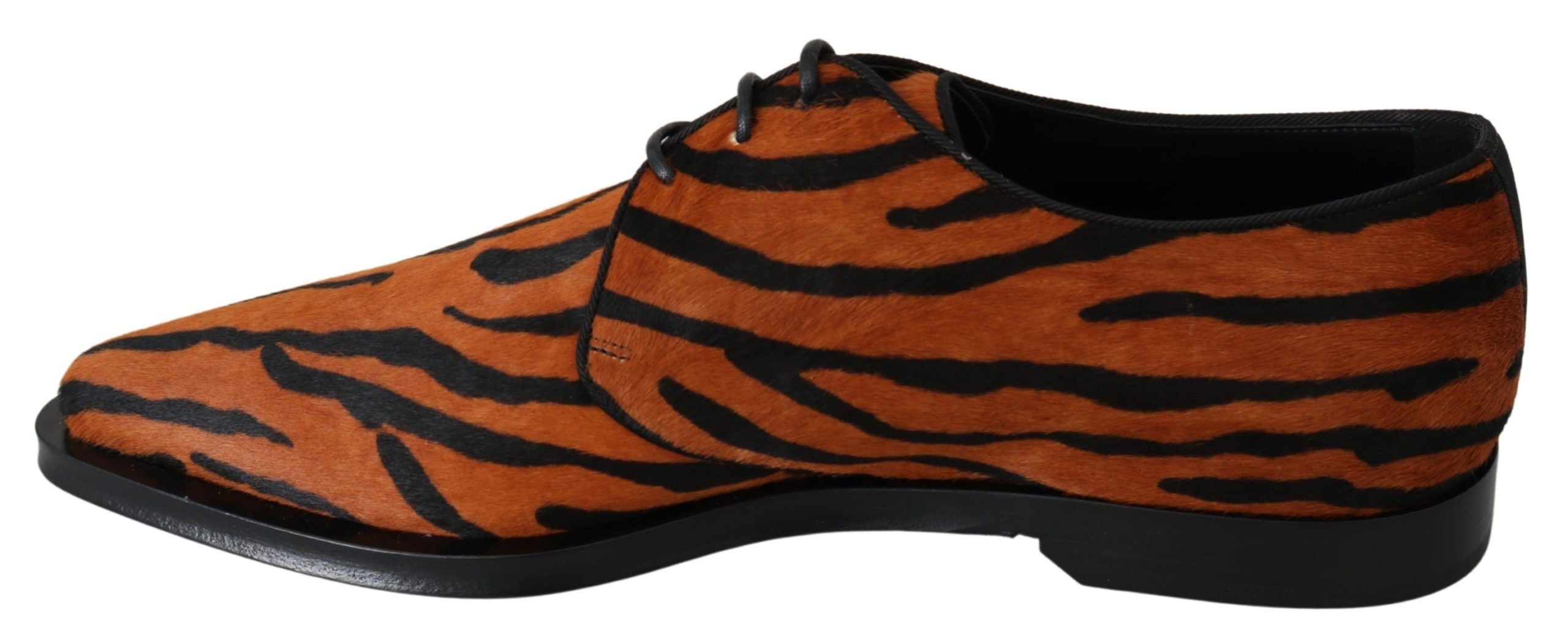 Dolce & Gabbana Orange Pony Hair Formal Dress Brogue Shoes
