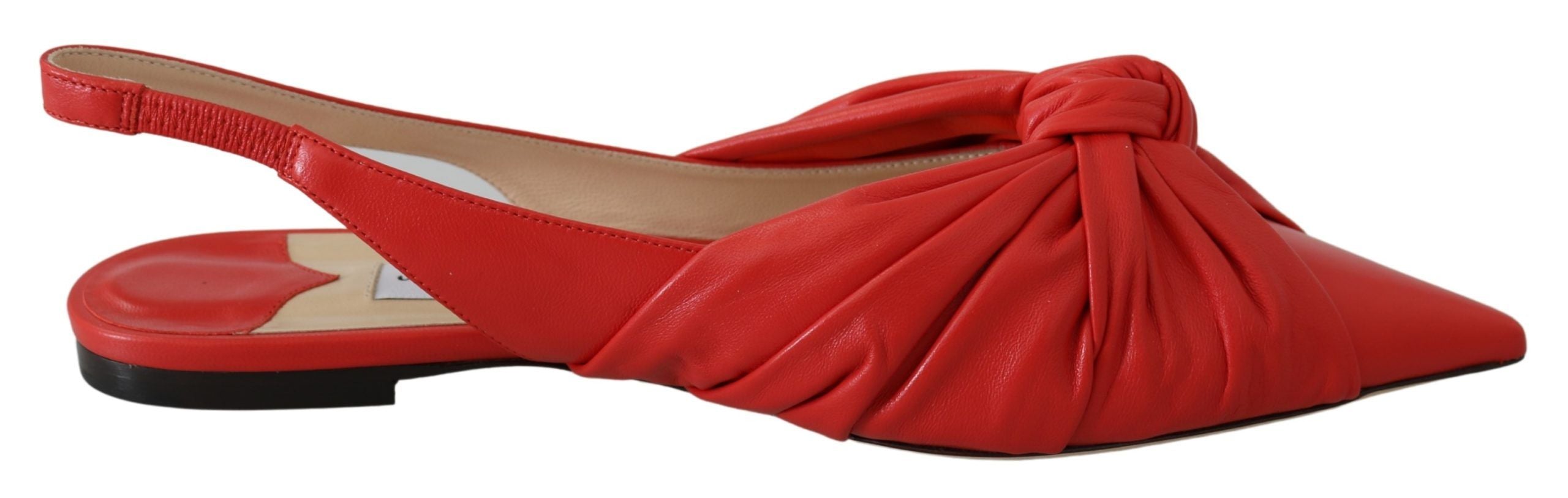 Jimmy Choo Chic Red Pointed Toe Leather Flats LUNESCAPE