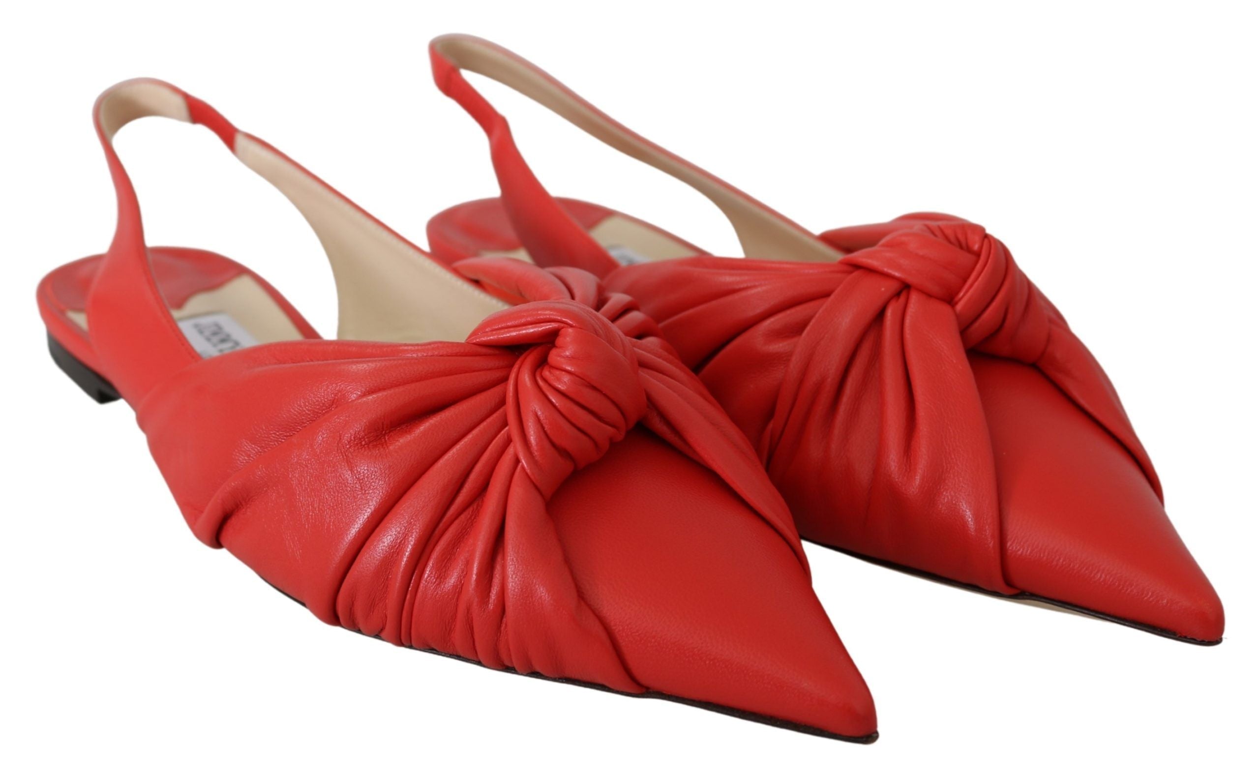 Jimmy Choo Chic Red Pointed Toe Leather Flats LUNESCAPE