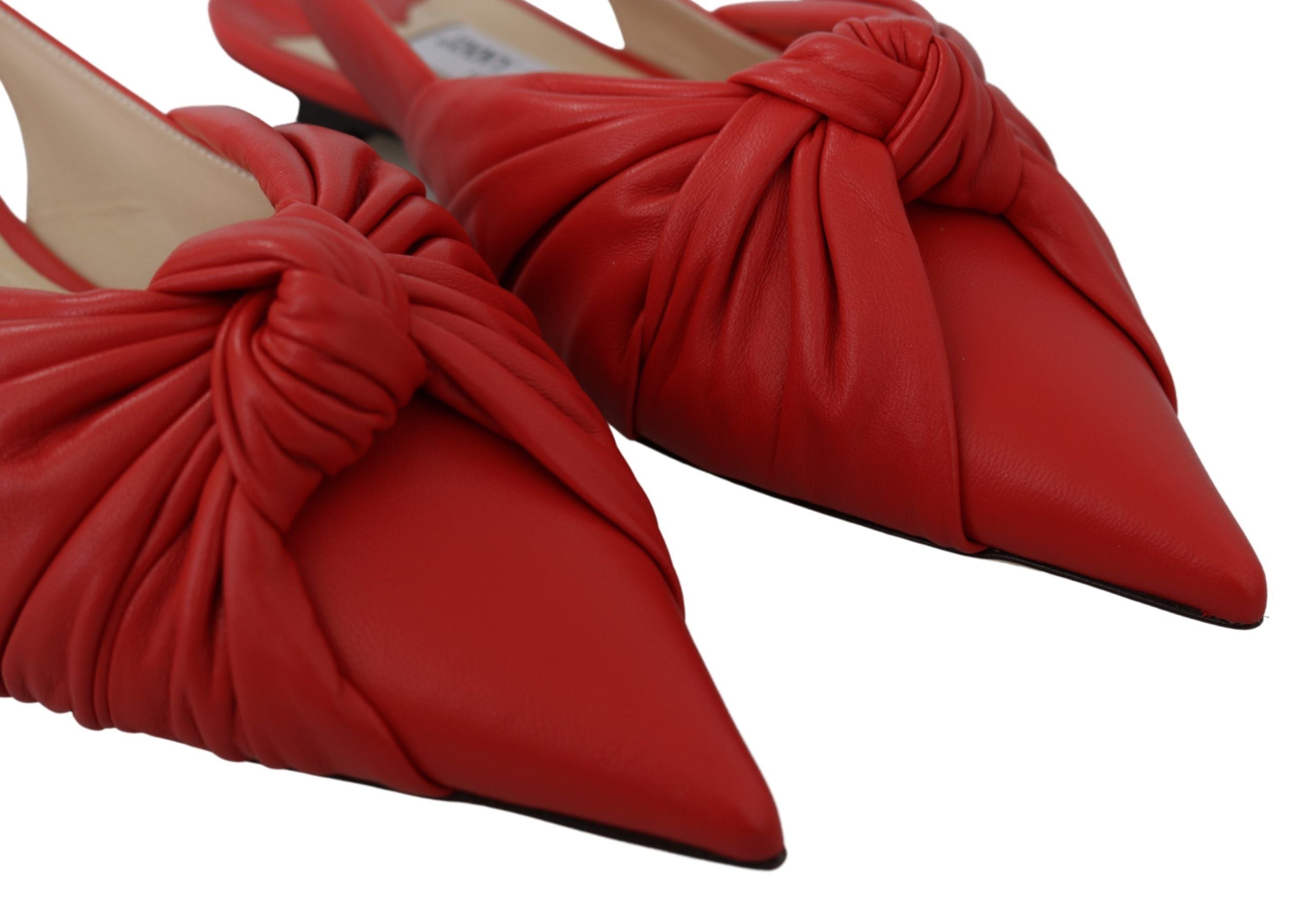 Jimmy Choo Chic Red Pointed Toe Leather Flats LUNESCAPE