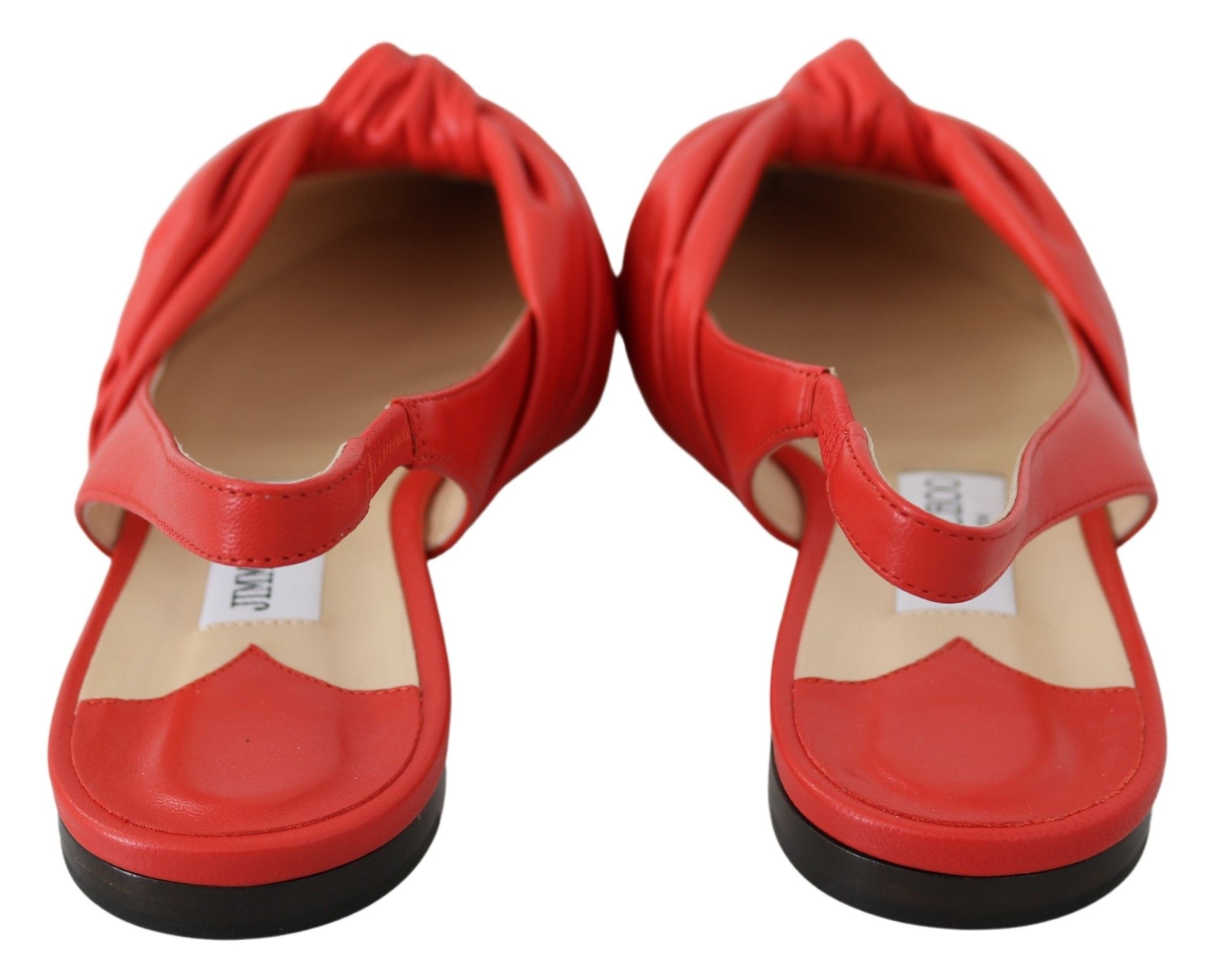 Jimmy Choo Chic Red Pointed Toe Leather Flats LUNESCAPE
