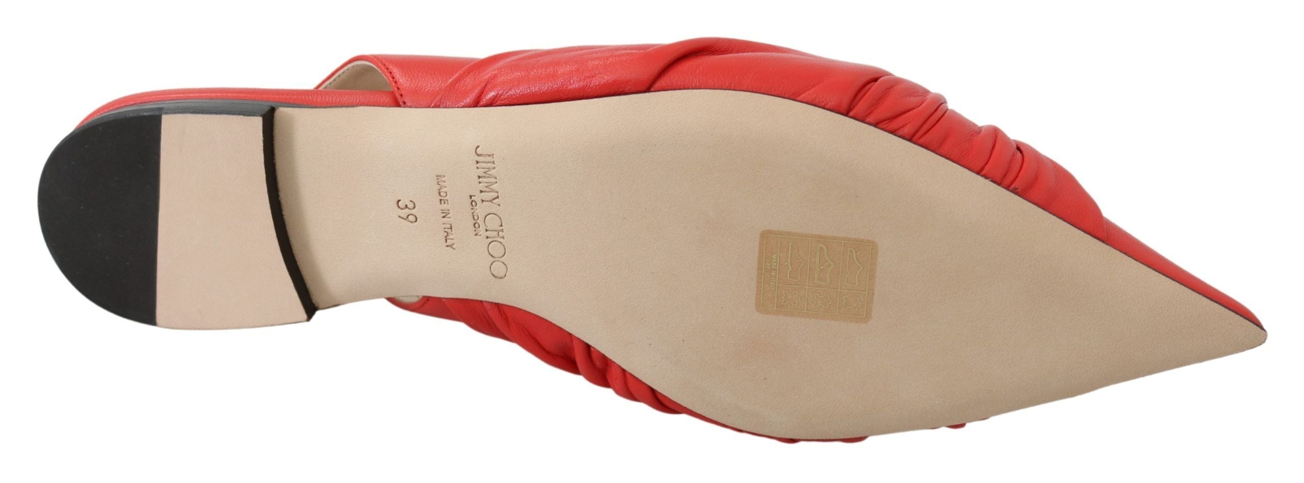 Jimmy Choo Chic Red Pointed Toe Leather Flats LUNESCAPE
