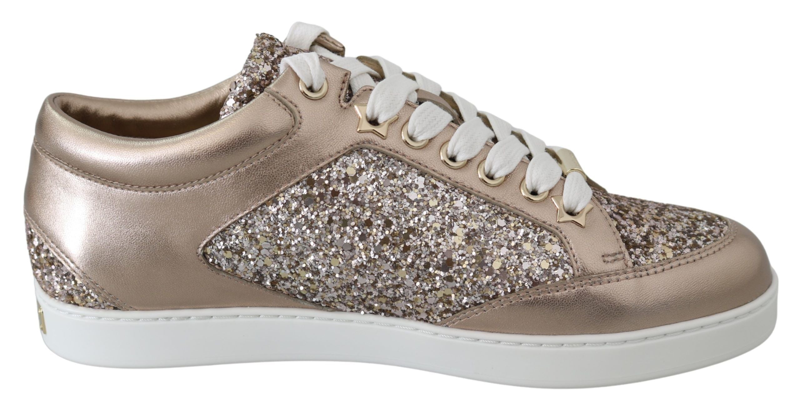 Jimmy Choo Ballet Pink Glitter Leather Sneakers LUNESCAPE