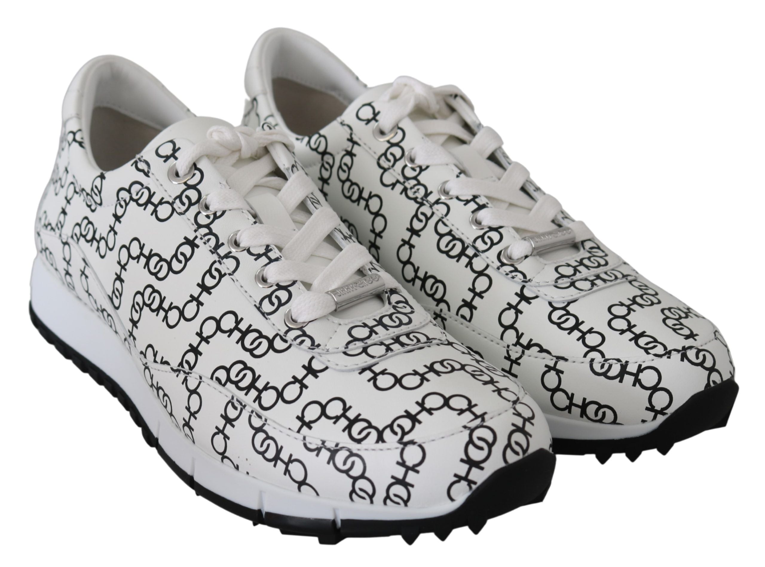Jimmy Choo Elegant Monochrome Leather Sneakers LUNESCAPE