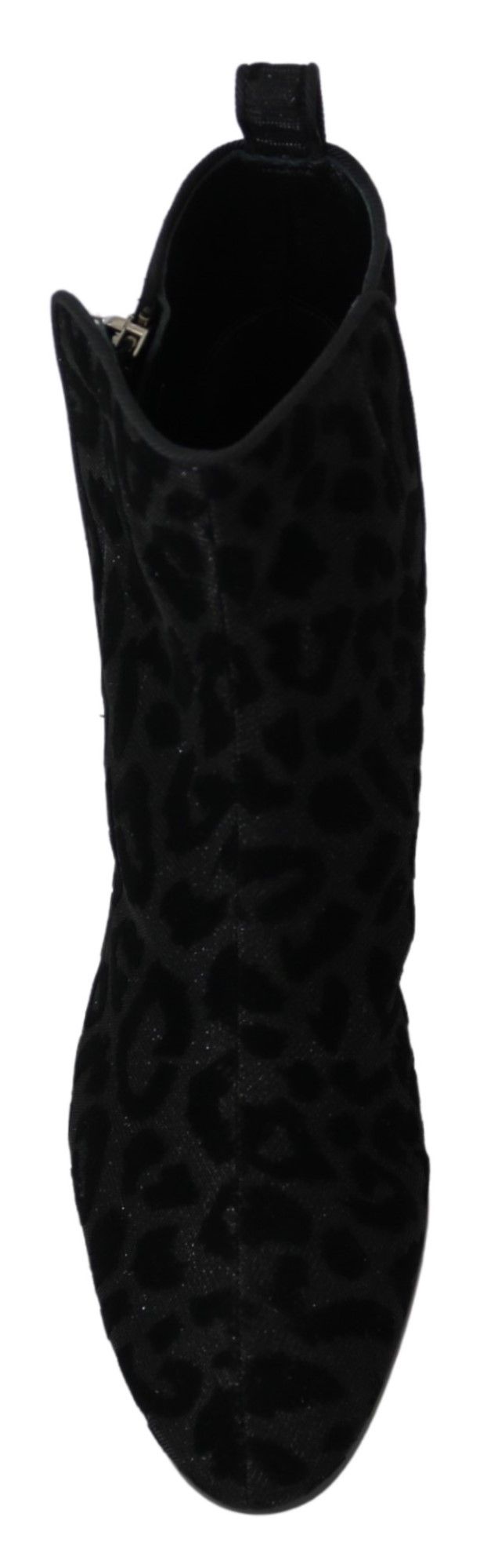 Dolce & Gabbana Black Leopard Short Boots Zipper Shoes LUNESCAPE
