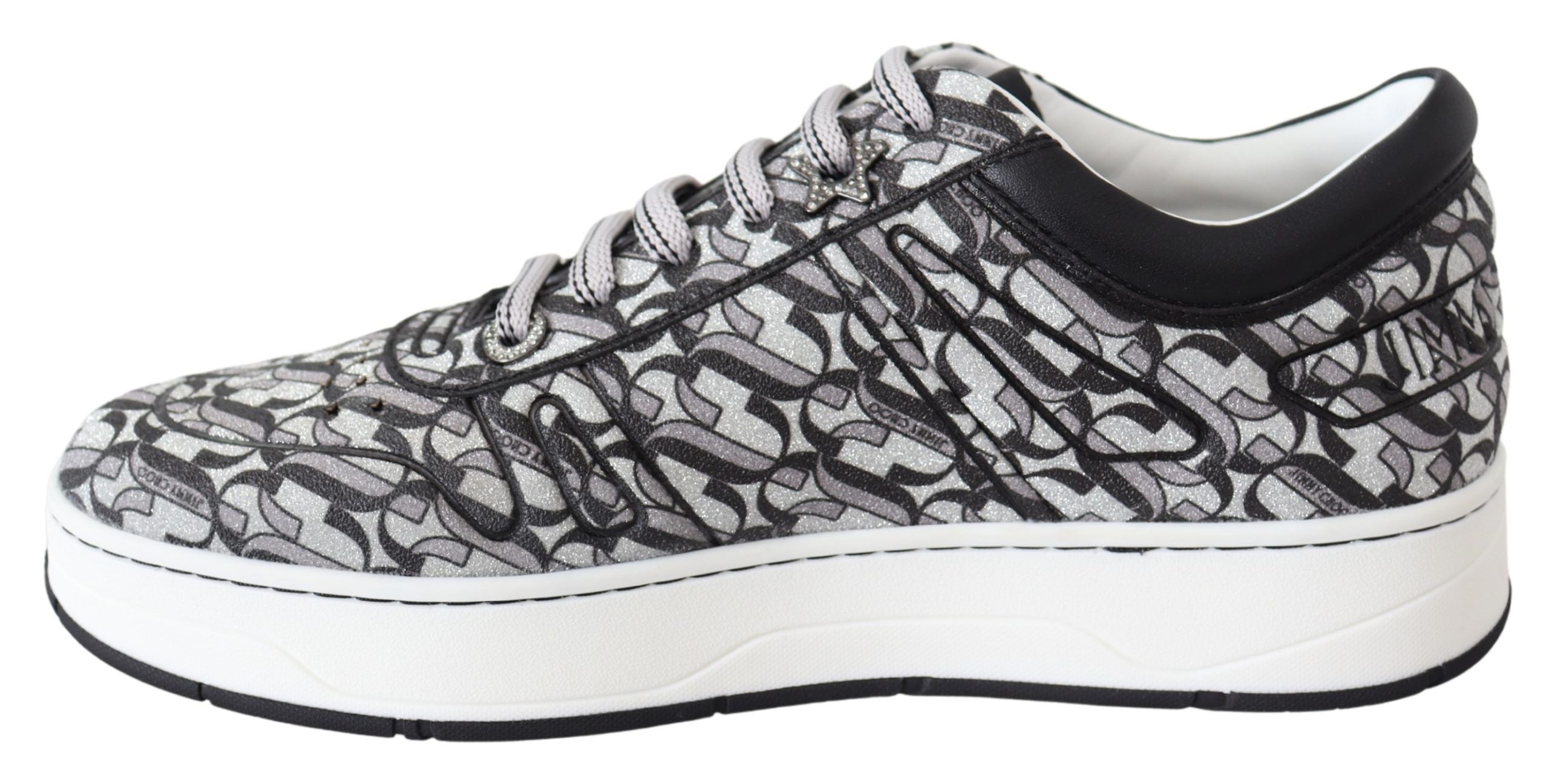 Jimmy Choo Glittering Slip-On Sneakers - Silver and Black LUNESCAPE