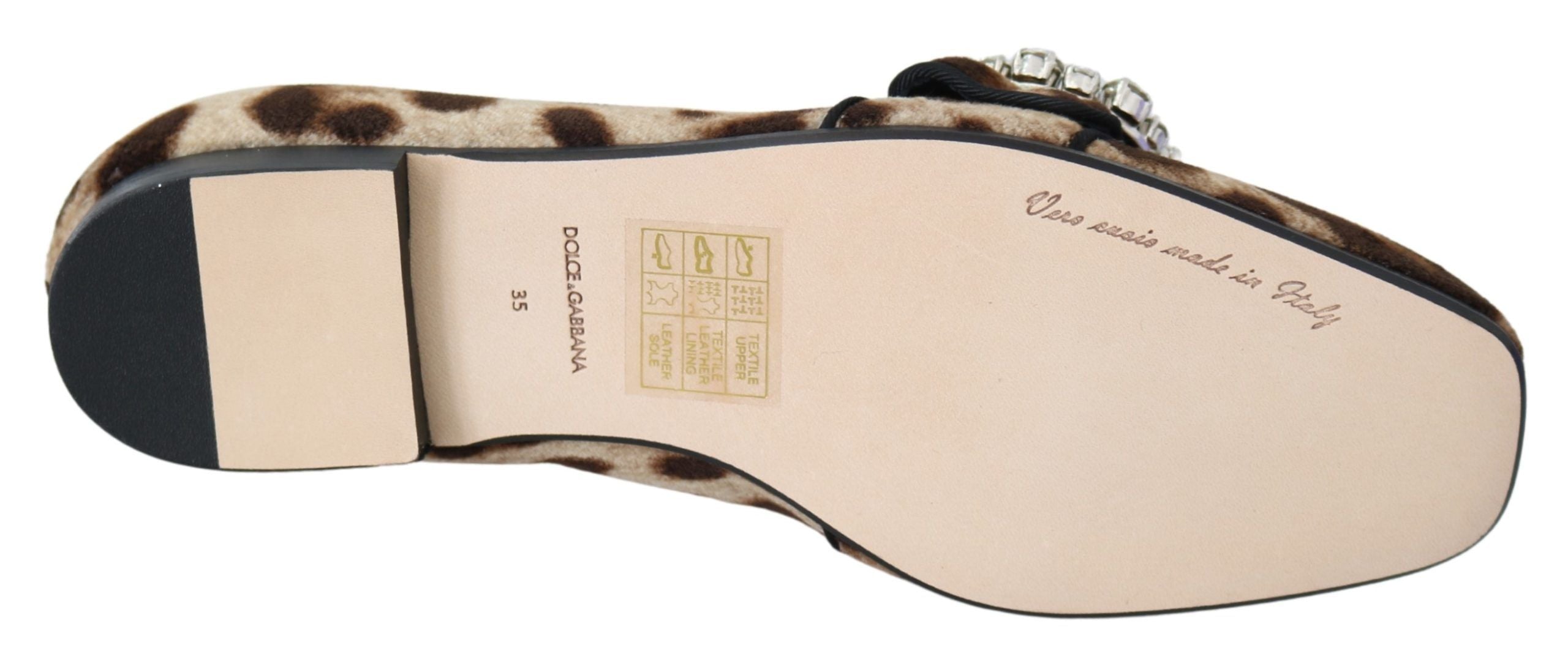 Dolce & Gabbana Brown Leopard Print Crystals Loafers Flats Shoes LUNESCAPE