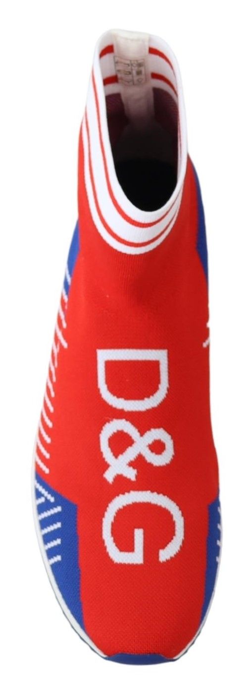 Dolce & Gabbana Blue Red Sorrento Logo Sneakers Socks Shoes LUNESCAPE
