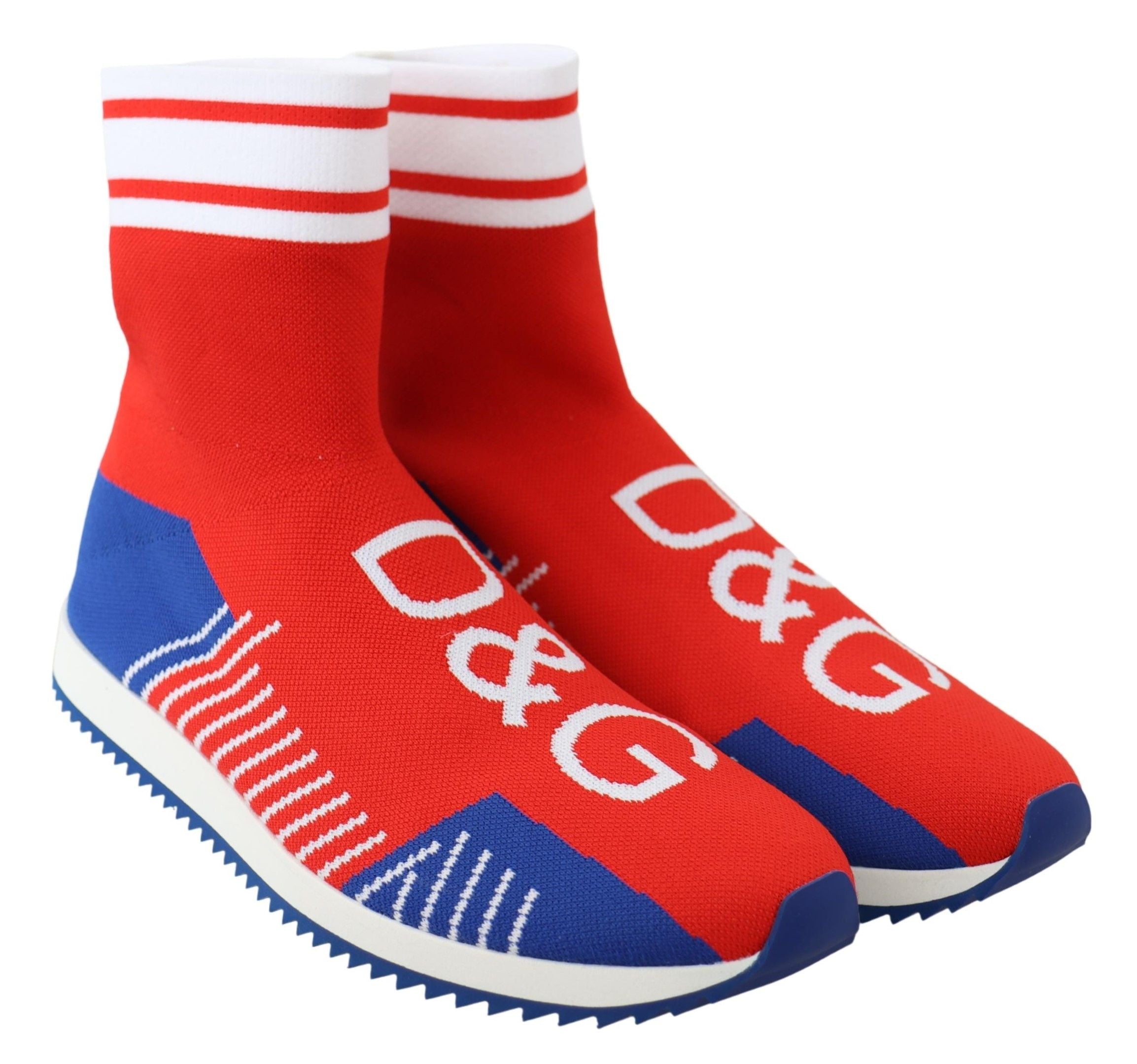 Dolce & Gabbana Blue Red Sorrento Logo Sneakers Socks Shoes LUNESCAPE