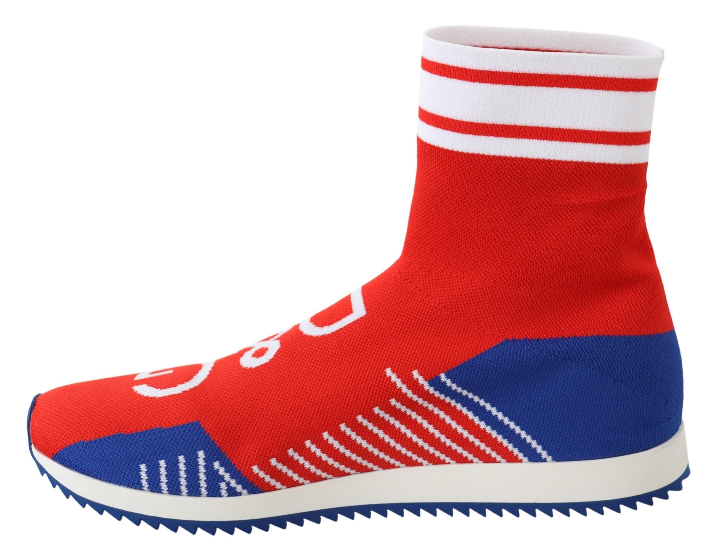 Dolce & Gabbana Blue Red Sorrento Logo Sneakers Socks Shoes LUNESCAPE