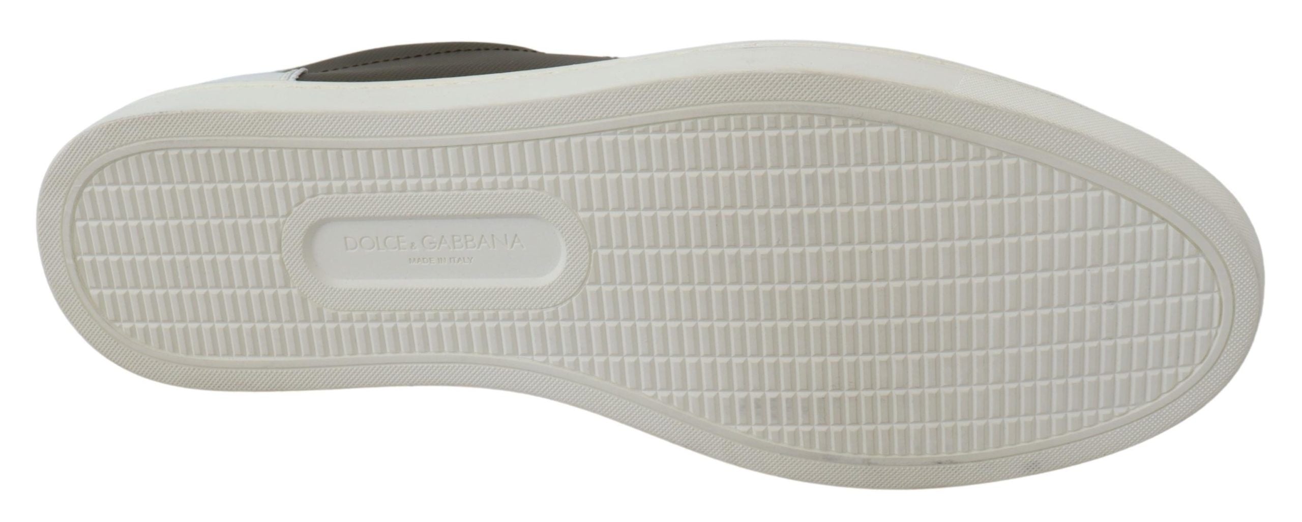 Dolce & Gabbana White Green Leather Low Top Sneakers Shoes LUNESCAPE