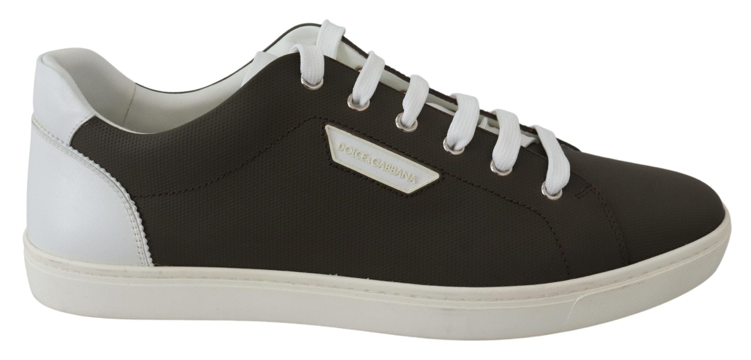 Dolce & Gabbana White Green Leather Low Top Sneakers Shoes LUNESCAPE