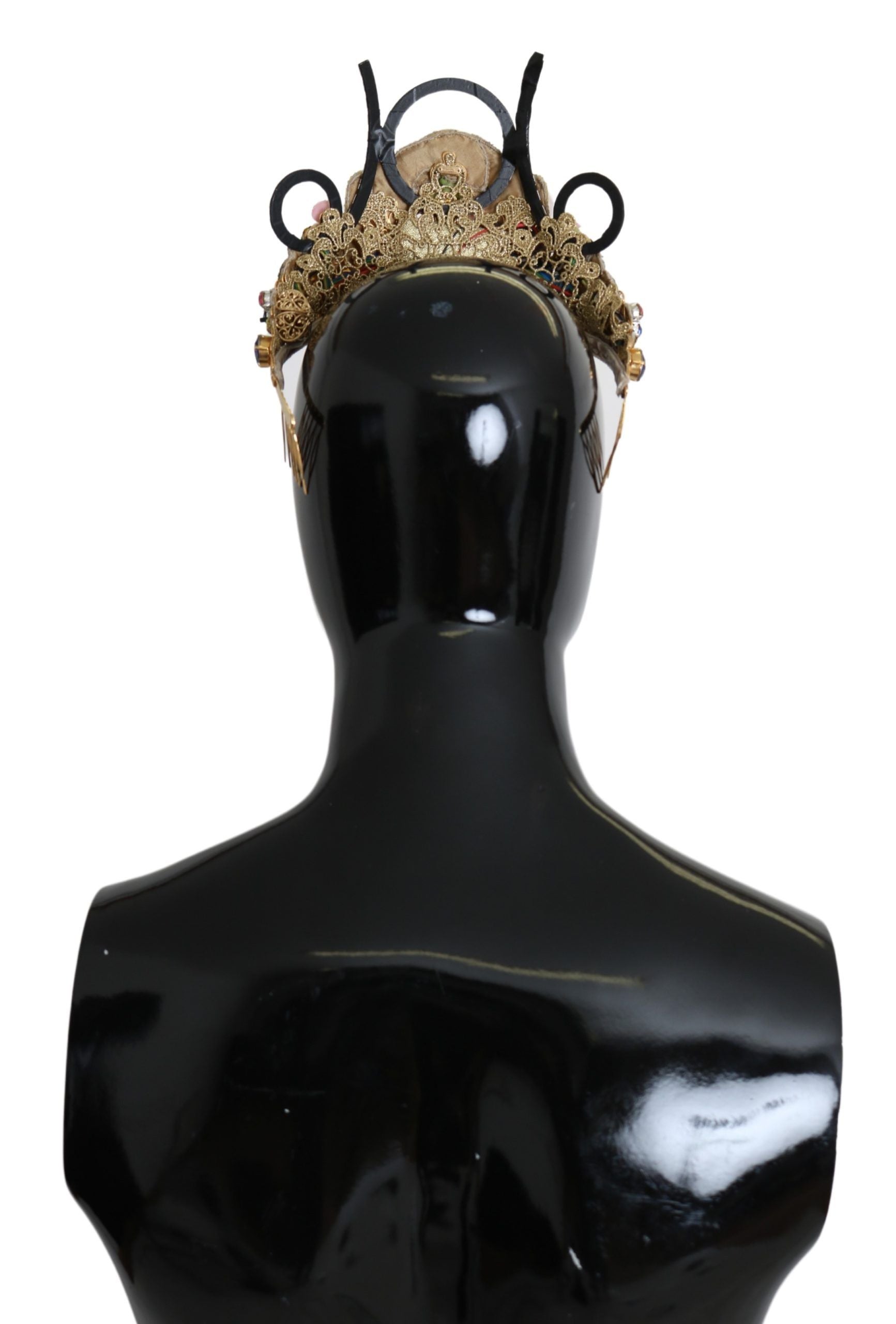 Dolce & Gabbana Gold Brass Floral Crystals LED Lights Crown Tiara Diadem LUNESCAPE