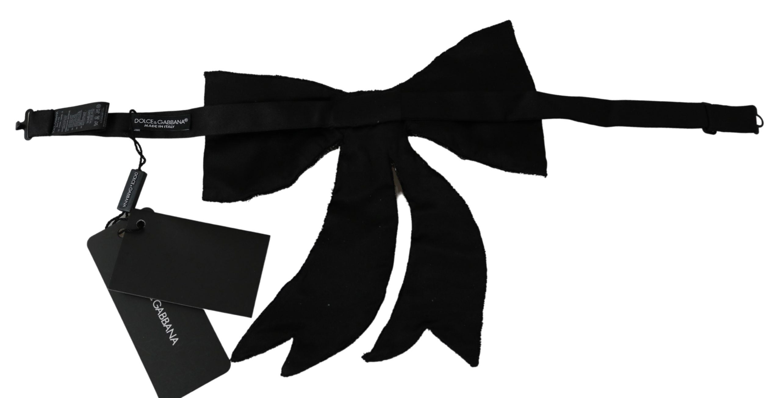 Dolce & Gabbana Silver Tone 100% Silk Crystal Embellished Women Bowtie