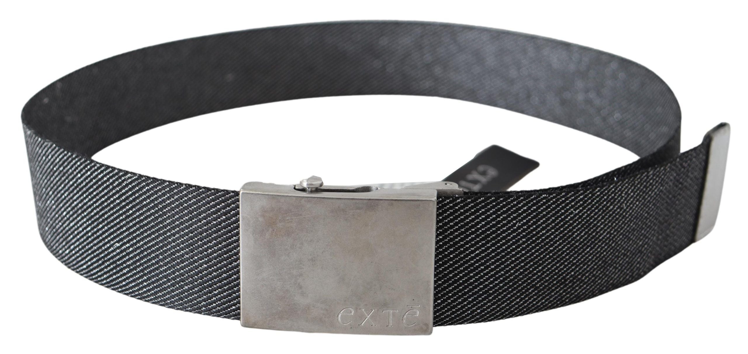 Exte Black Silver Metal Brushed Buckle Waist Belt LUNESCAPE