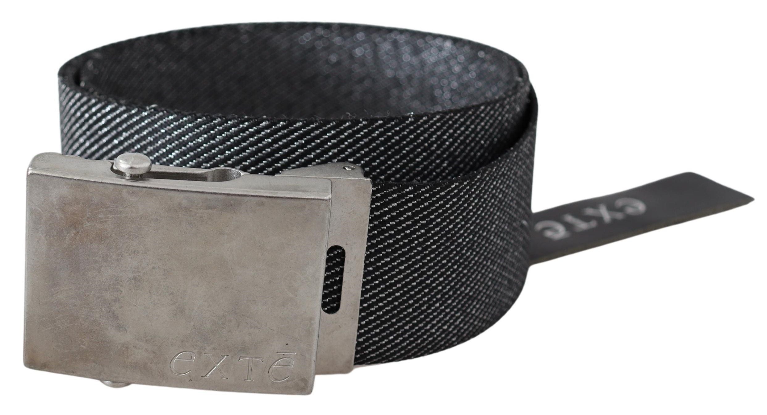 Exte Black Silver Metal Brushed Buckle Waist Belt LUNESCAPE
