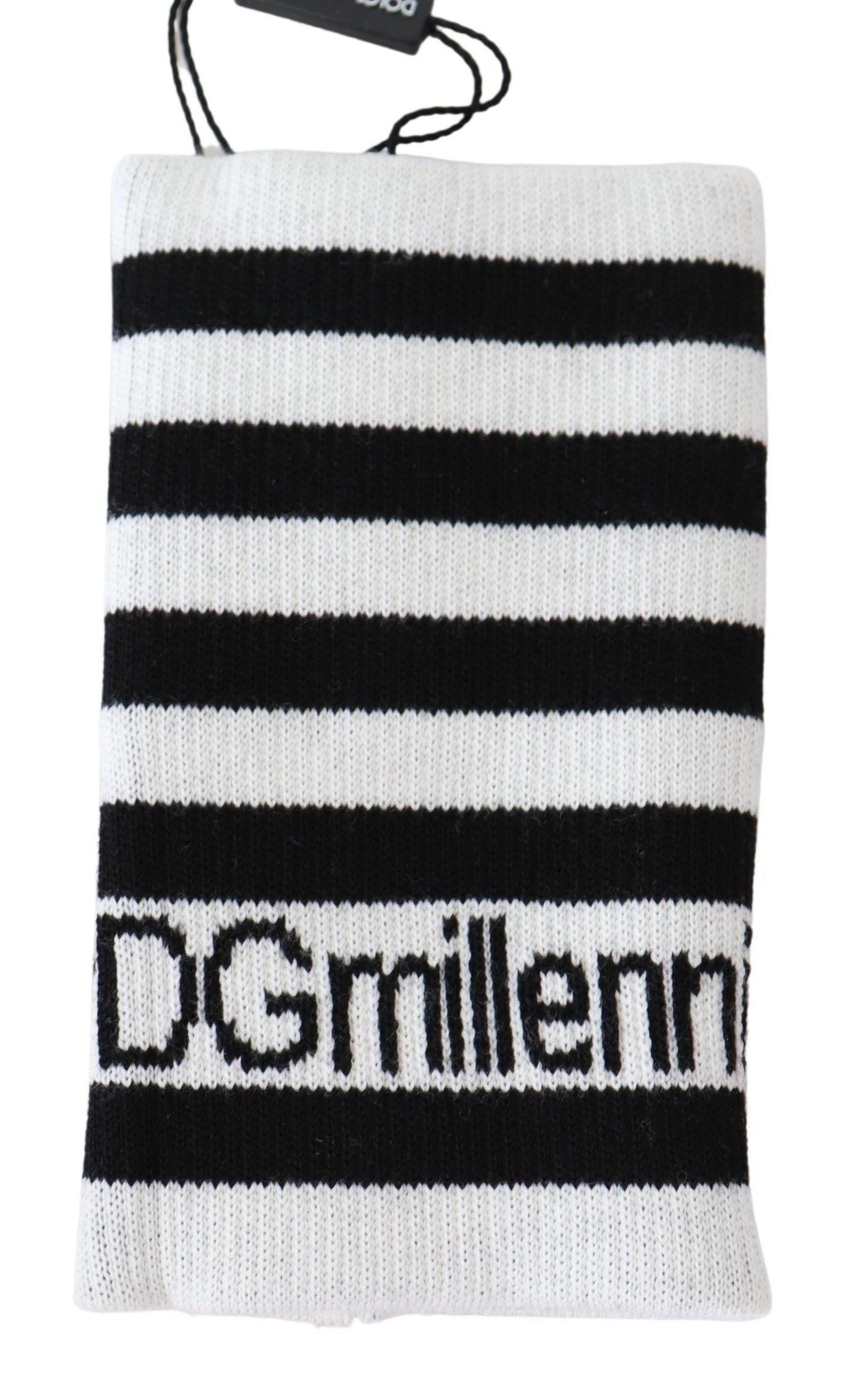 Dolce & Gabbana Black White Wool DGMillennials Wristband Wrap LUNESCAPE