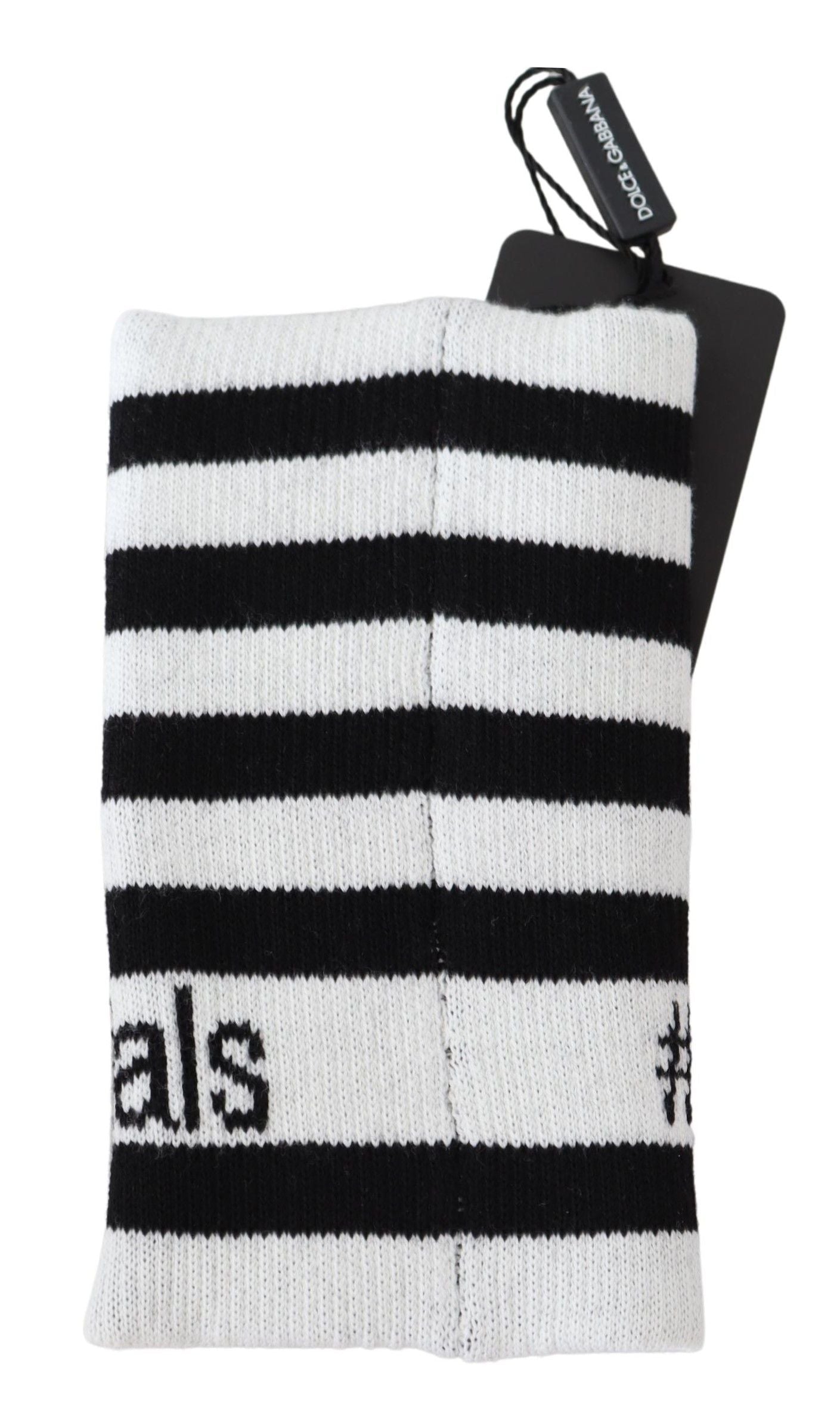 Dolce & Gabbana Black White Wool DGMillennials Wristband Wrap LUNESCAPE