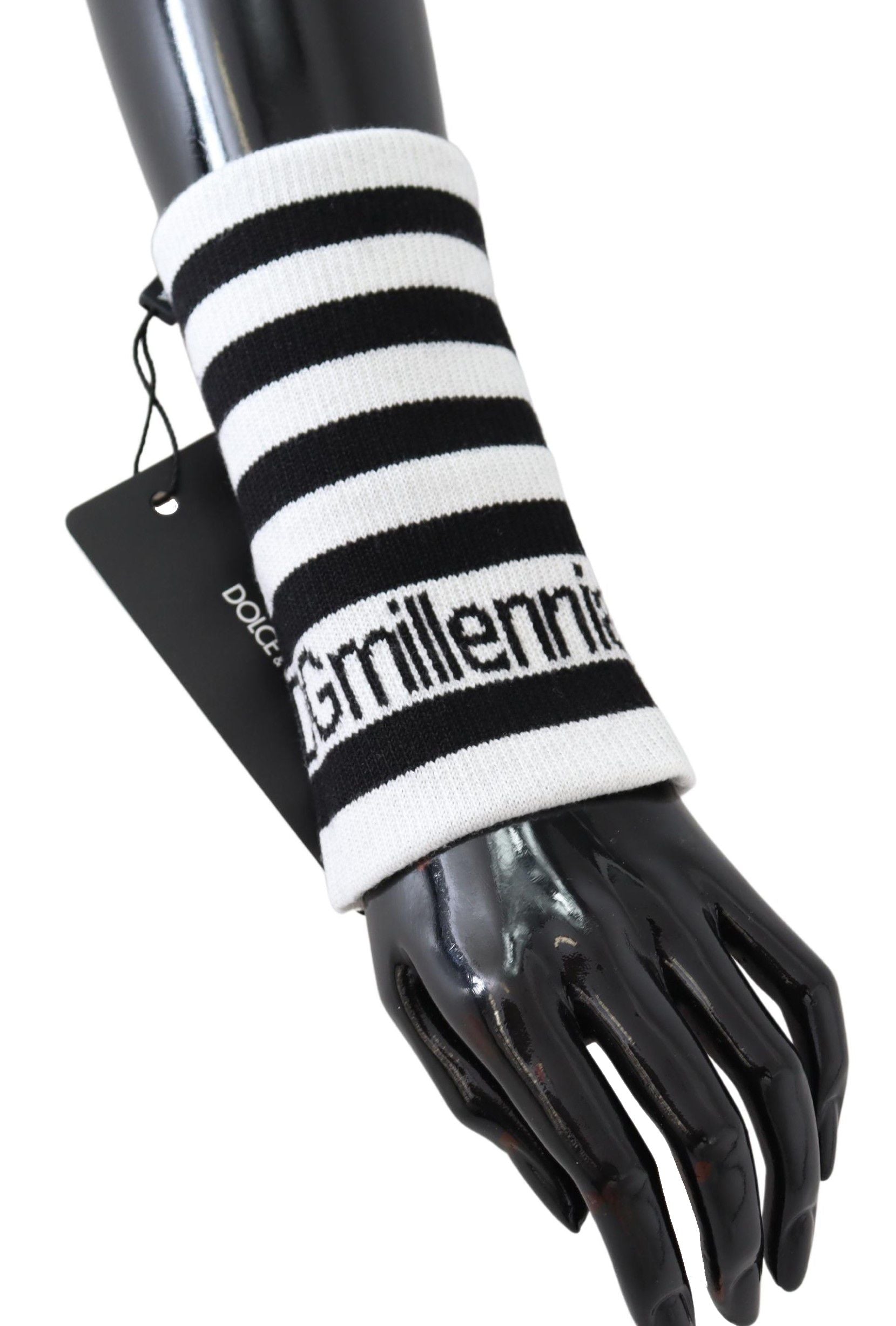 Dolce & Gabbana Black White Wool DGMillennials Wristband Wrap LUNESCAPE