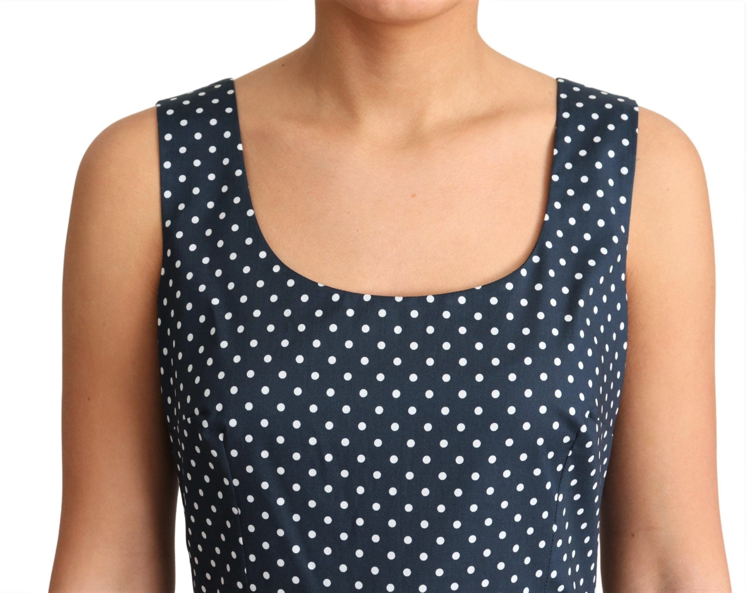 Dolce & Gabbana Blue Dotted Cotton A-Line Gown Dress LUNESCAPE