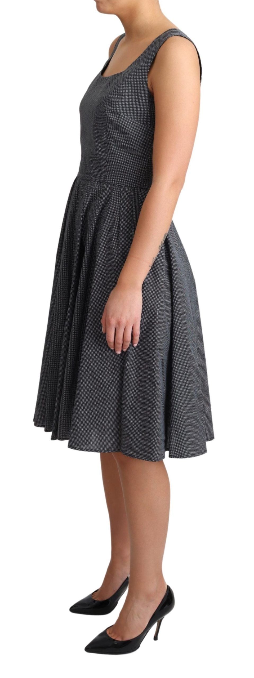 Dolce & Gabbana Black Polka Dotted Cotton A-Line Dress LUNESCAPE