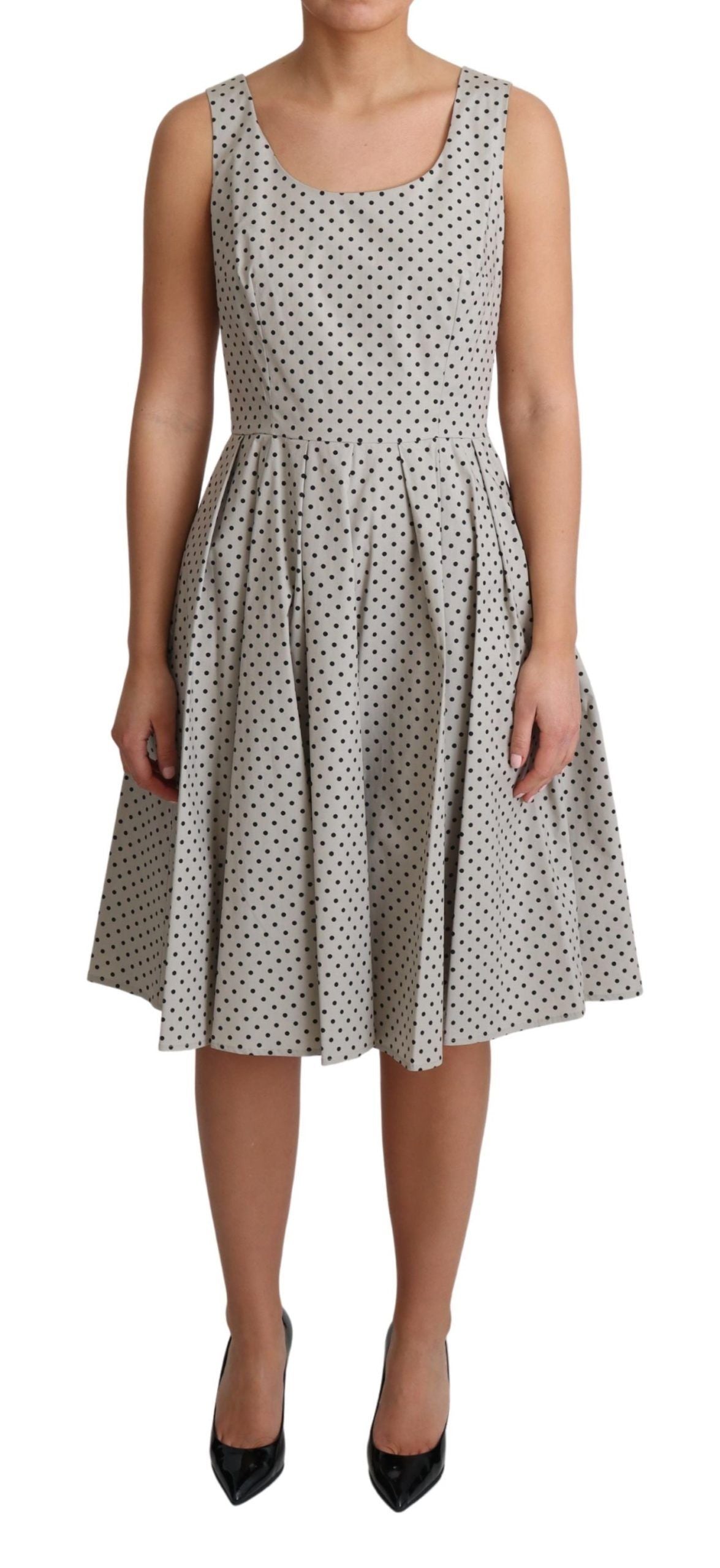 Dolce & Gabbana Beige Polka Dotted Cotton A-Line Dress LUNESCAPE