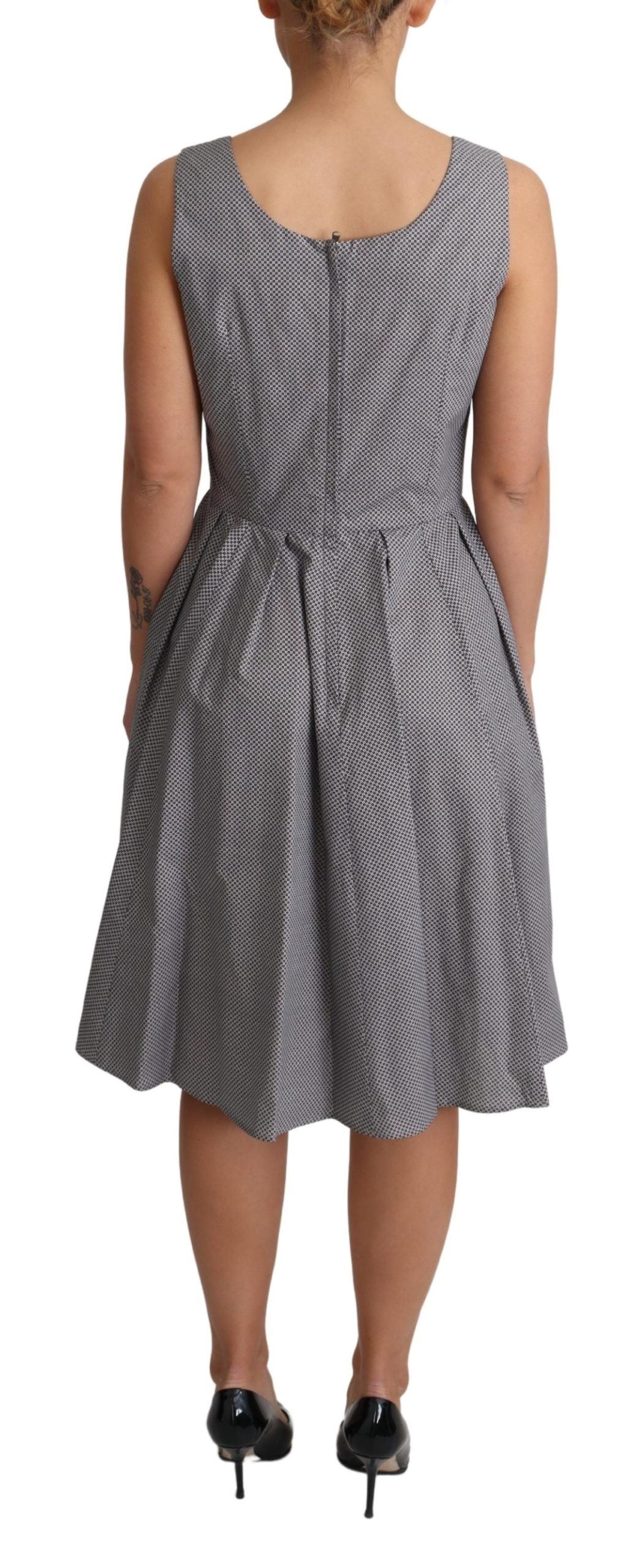 Dolce & Gabbana Blue Beige Geometric Cotton A-Line Dress LUNESCAPE