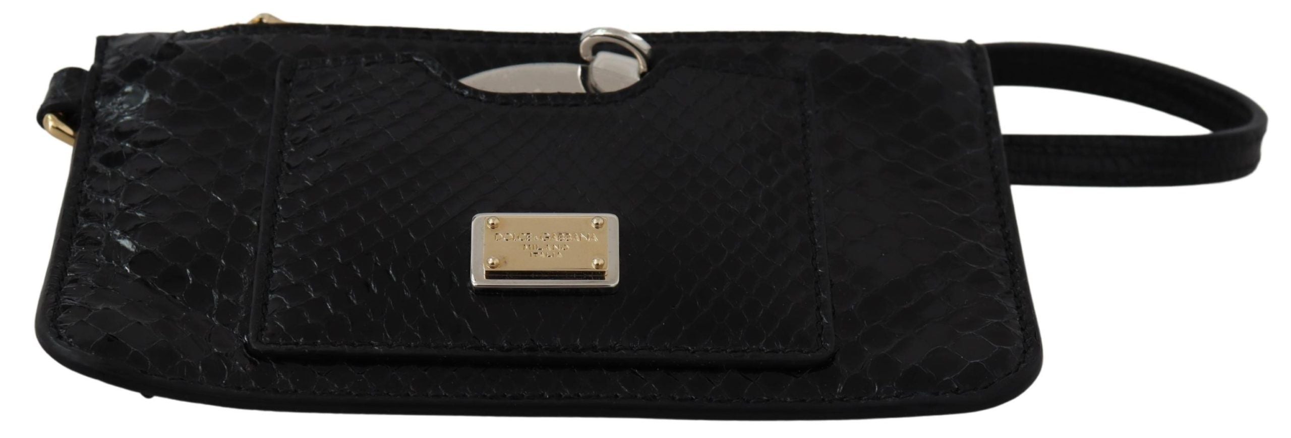 Dolce & Gabbana Black Leather Coin Purse Wristlet Mirror Agnese Wallet LUNESCAPE