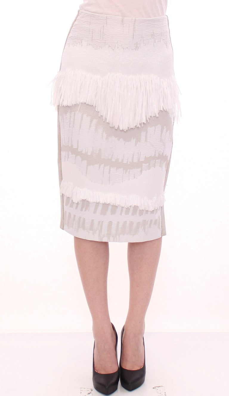 Arzu Kaprol White Straight Pencil Skirt LUNESCAPE