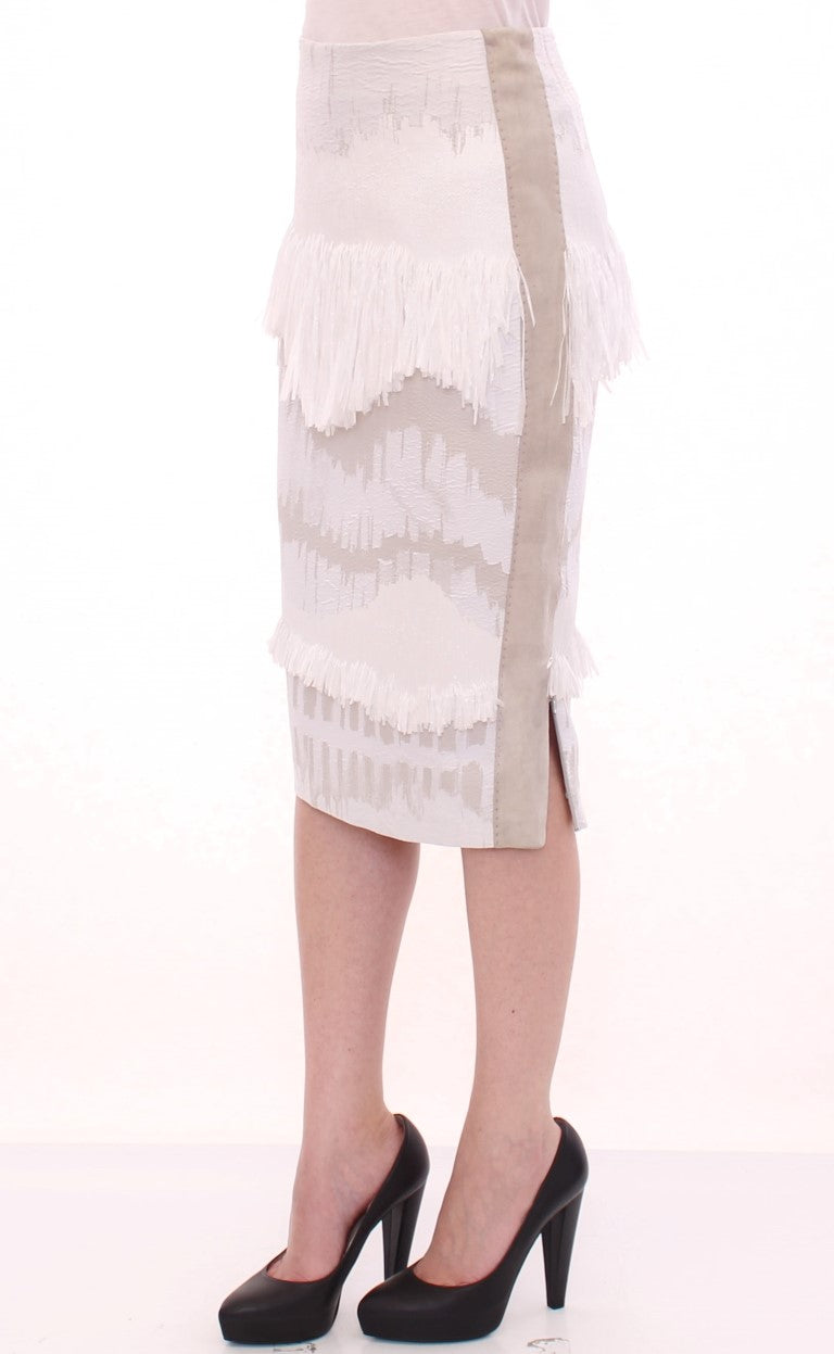 Arzu Kaprol White Straight Pencil Skirt LUNESCAPE
