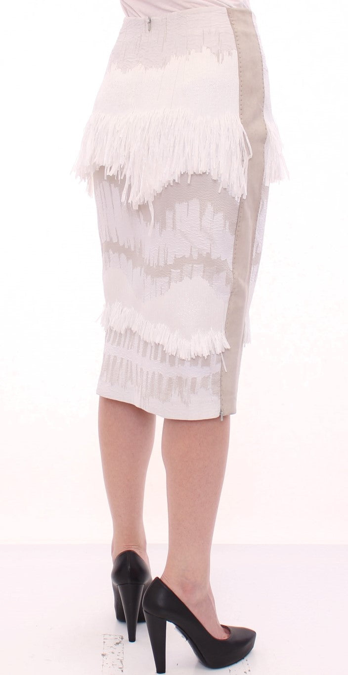 Arzu Kaprol White Straight Pencil Skirt LUNESCAPE