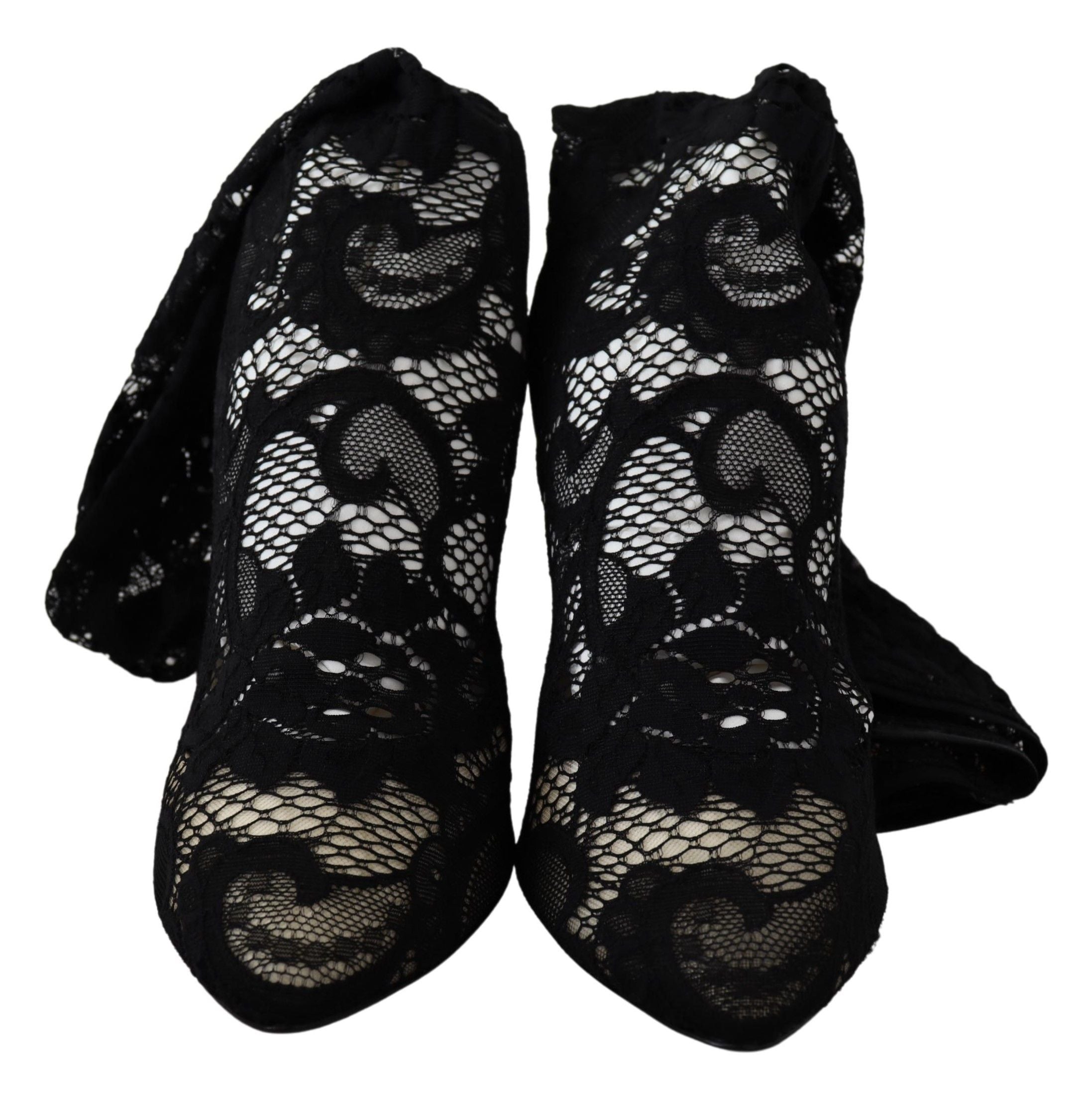 Dolce & Gabbana Black Taormina Lace Socks Boots Shoes Pumps LUNESCAPE