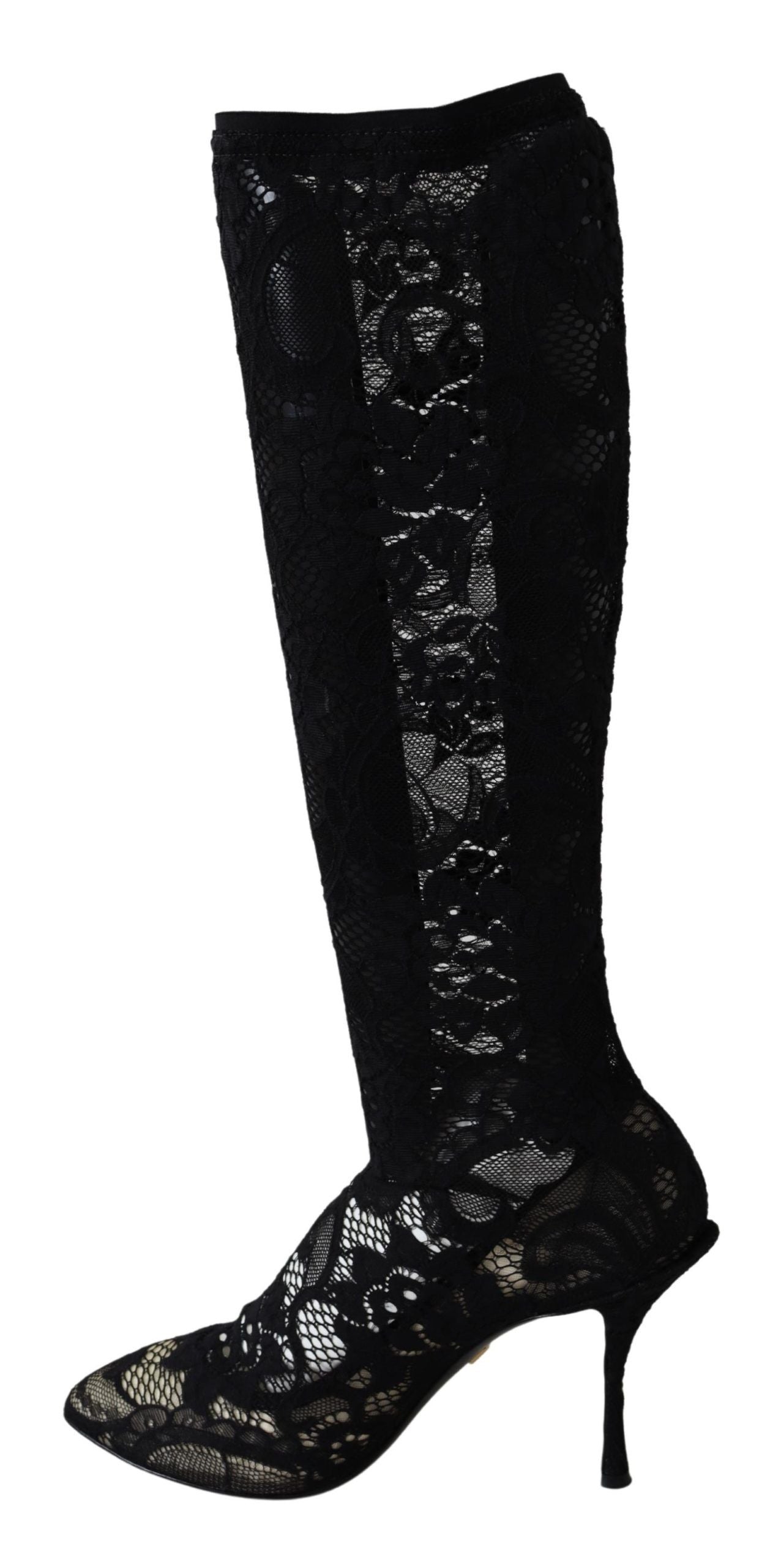 Dolce & Gabbana Black Taormina Lace Socks Boots Shoes Pumps LUNESCAPE