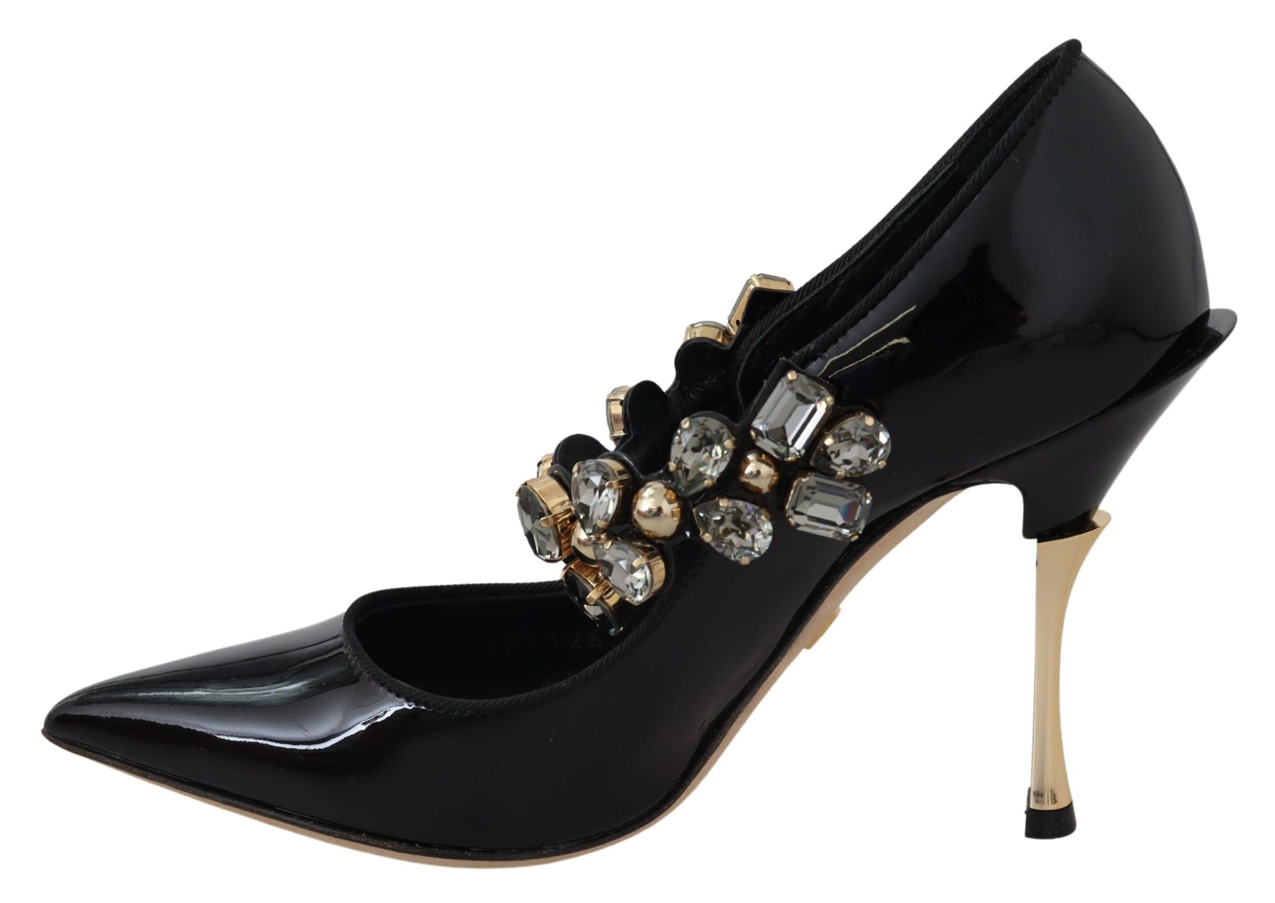 Dolce & Gabbana Black Leather Crystal Shoes Mary Jane Pumps LUNESCAPE