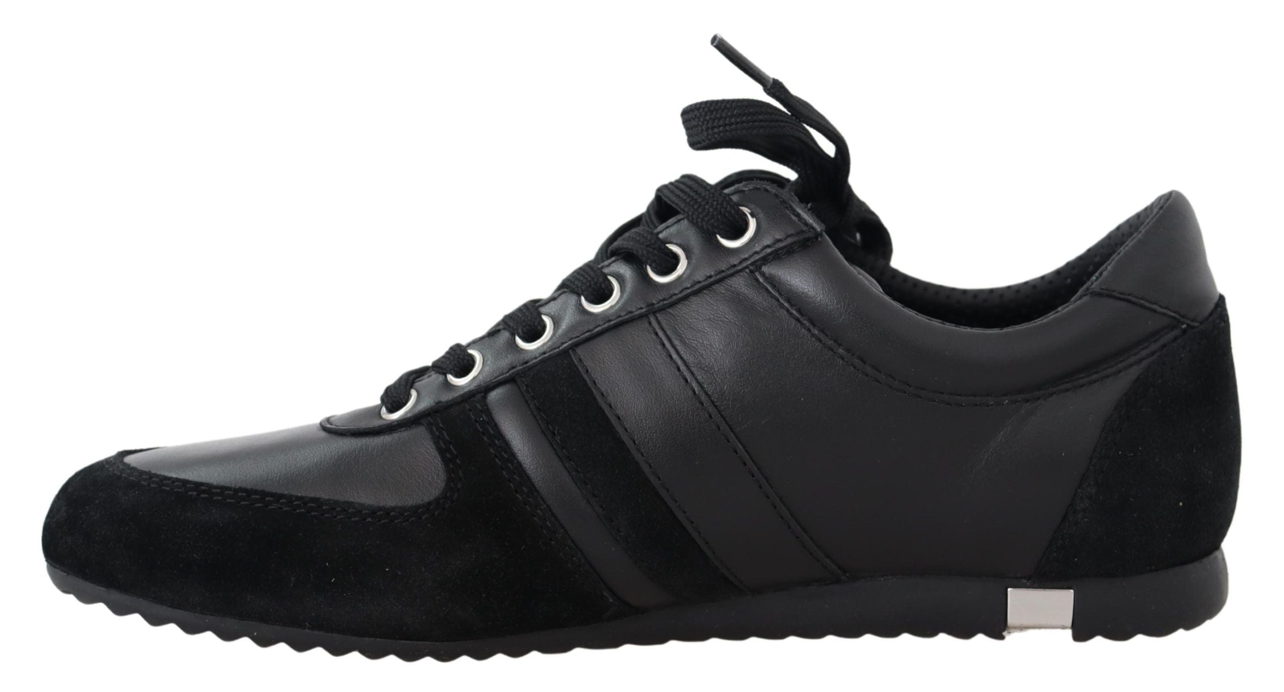 Dolce & Gabbana Black Logo Leather Casual Sneakers Shoes LUNESCAPE