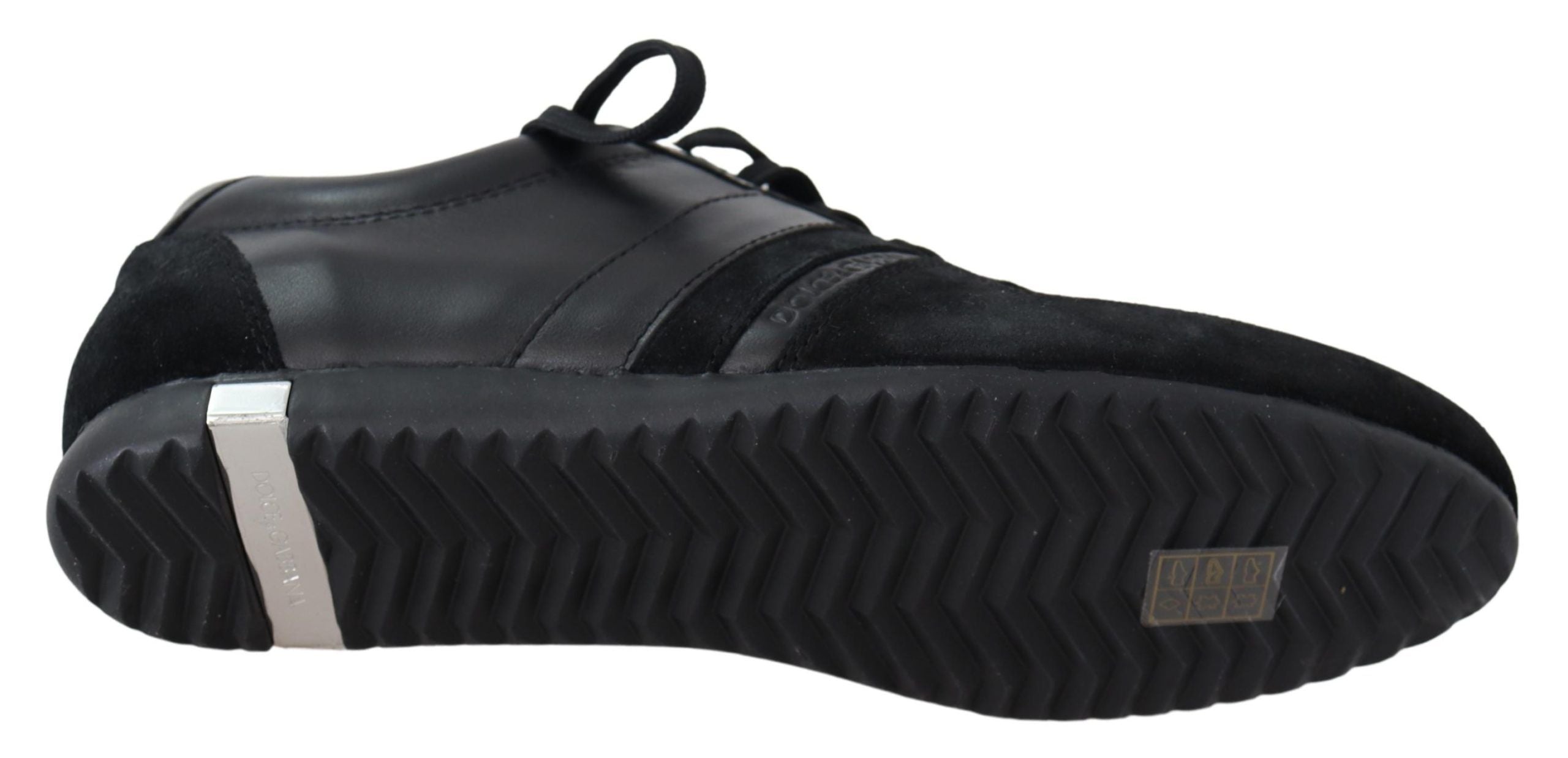 Dolce & Gabbana Black Logo Leather Casual Sneakers Shoes LUNESCAPE