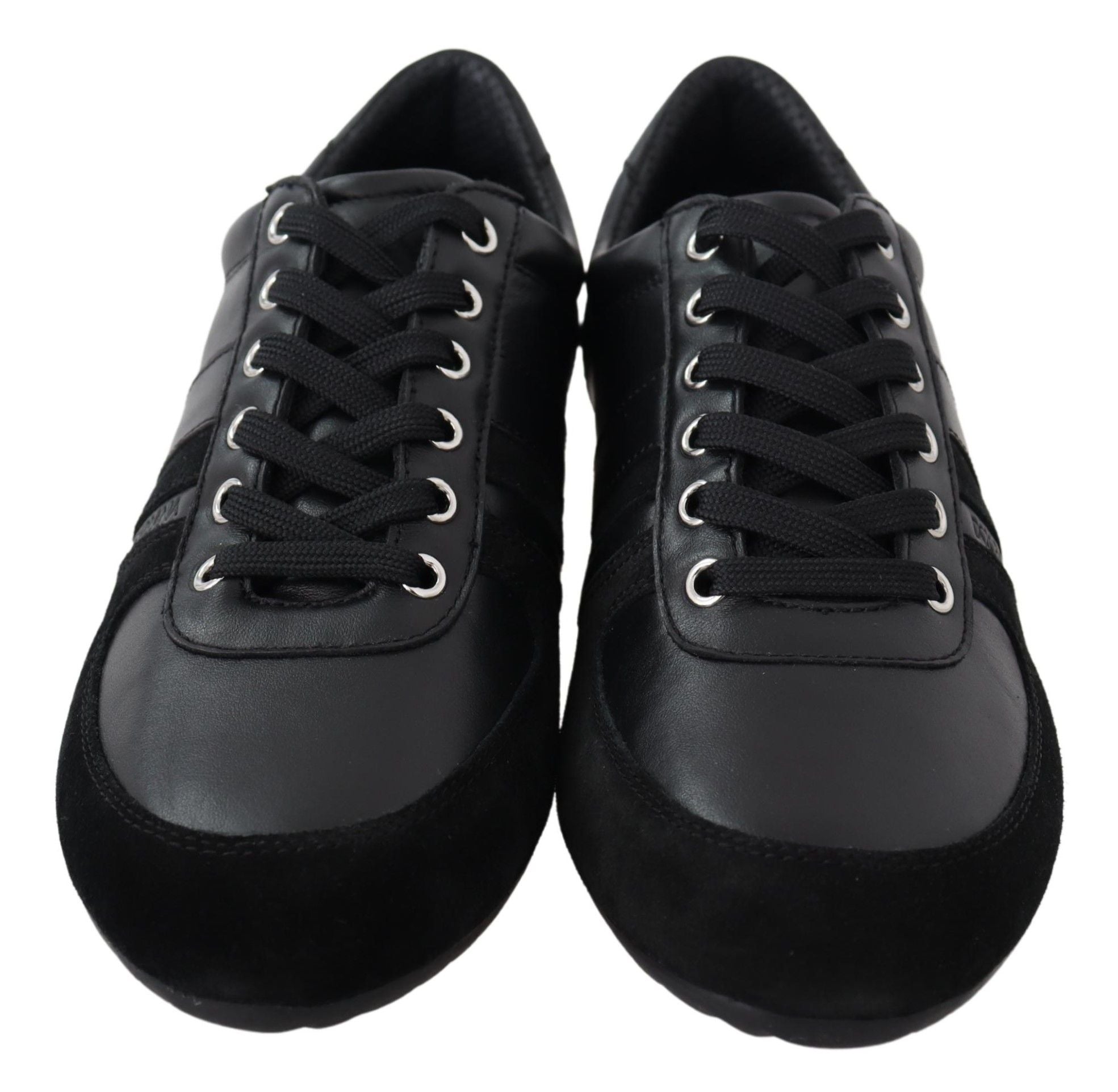 Dolce & Gabbana Black Logo Leather Casual Sneakers Shoes LUNESCAPE