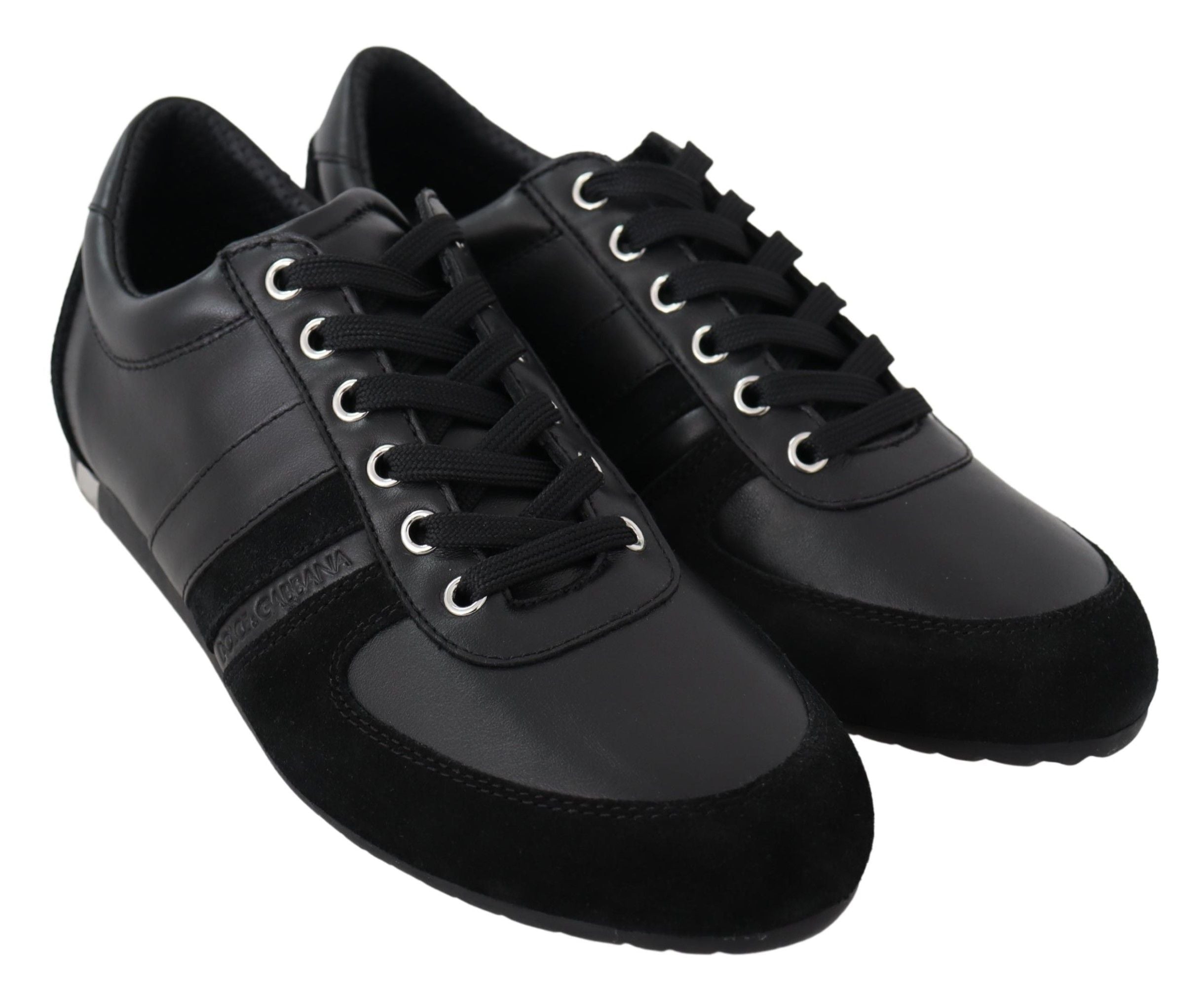 Dolce & Gabbana Black Logo Leather Casual Sneakers Shoes LUNESCAPE