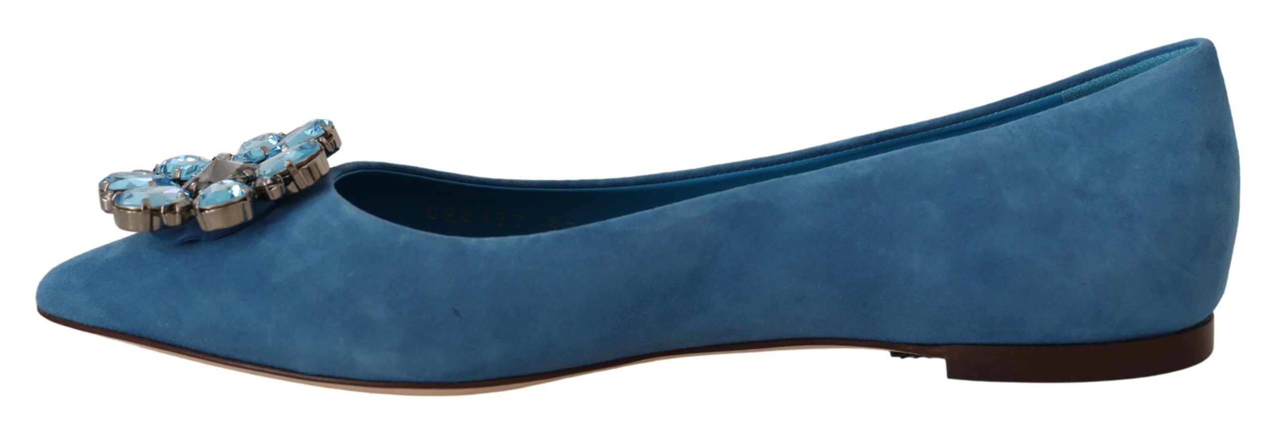 Dolce & Gabbana Blue Suede Crystals Loafers Flats Shoes LUNESCAPE