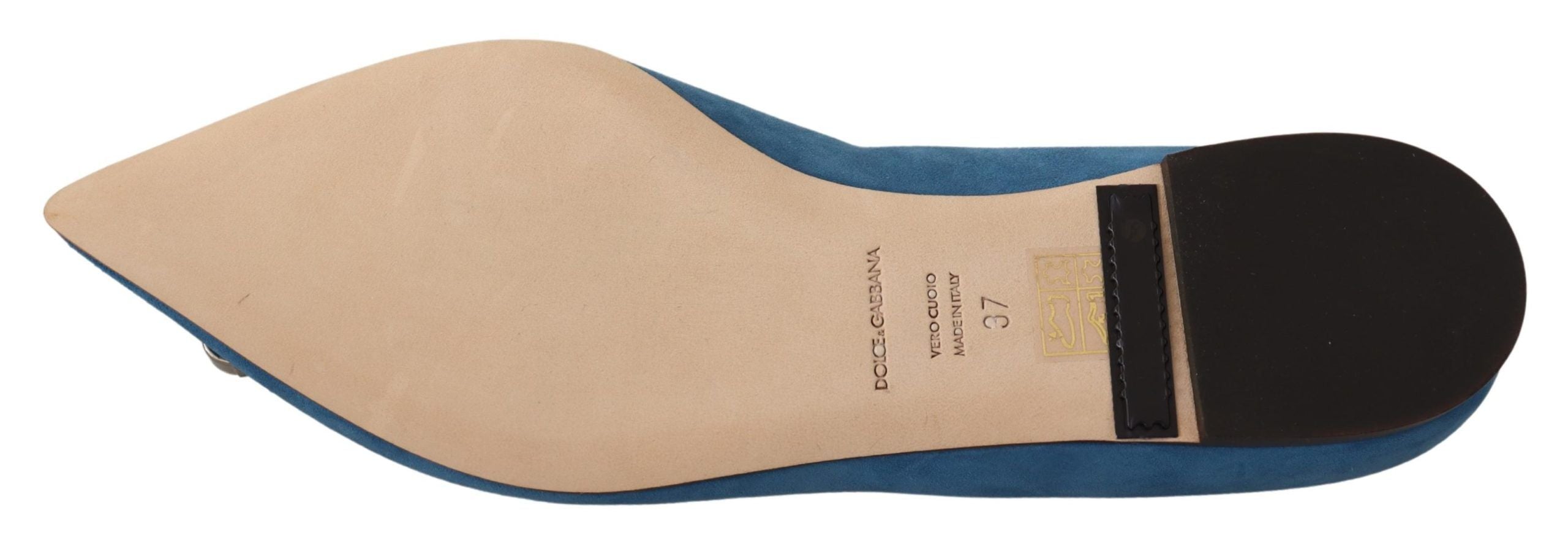 Dolce & Gabbana Blue Suede Crystals Loafers Flats Shoes LUNESCAPE