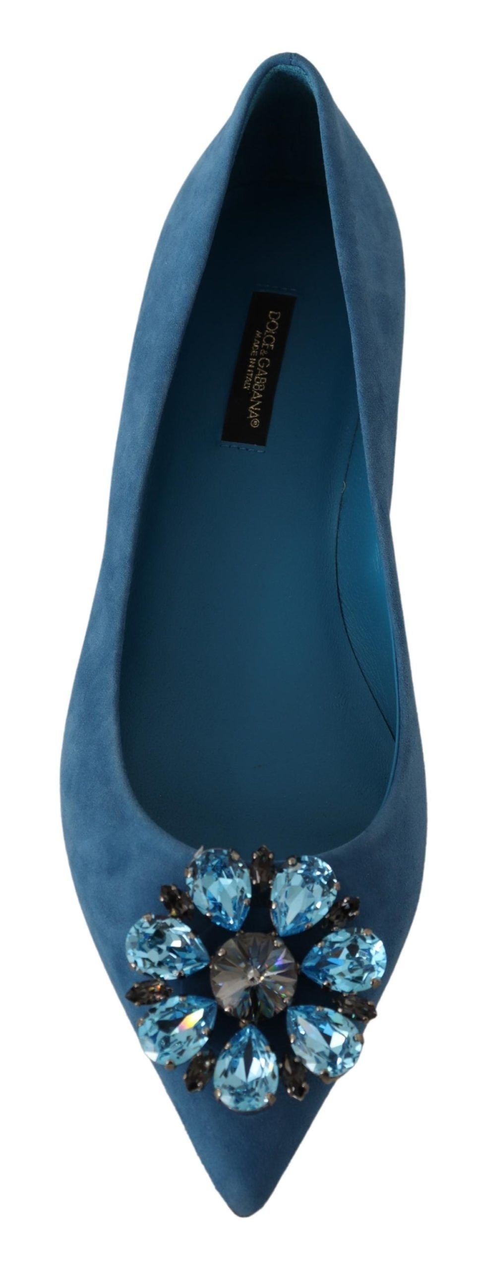 Dolce & Gabbana Blue Suede Crystals Loafers Flats Shoes LUNESCAPE