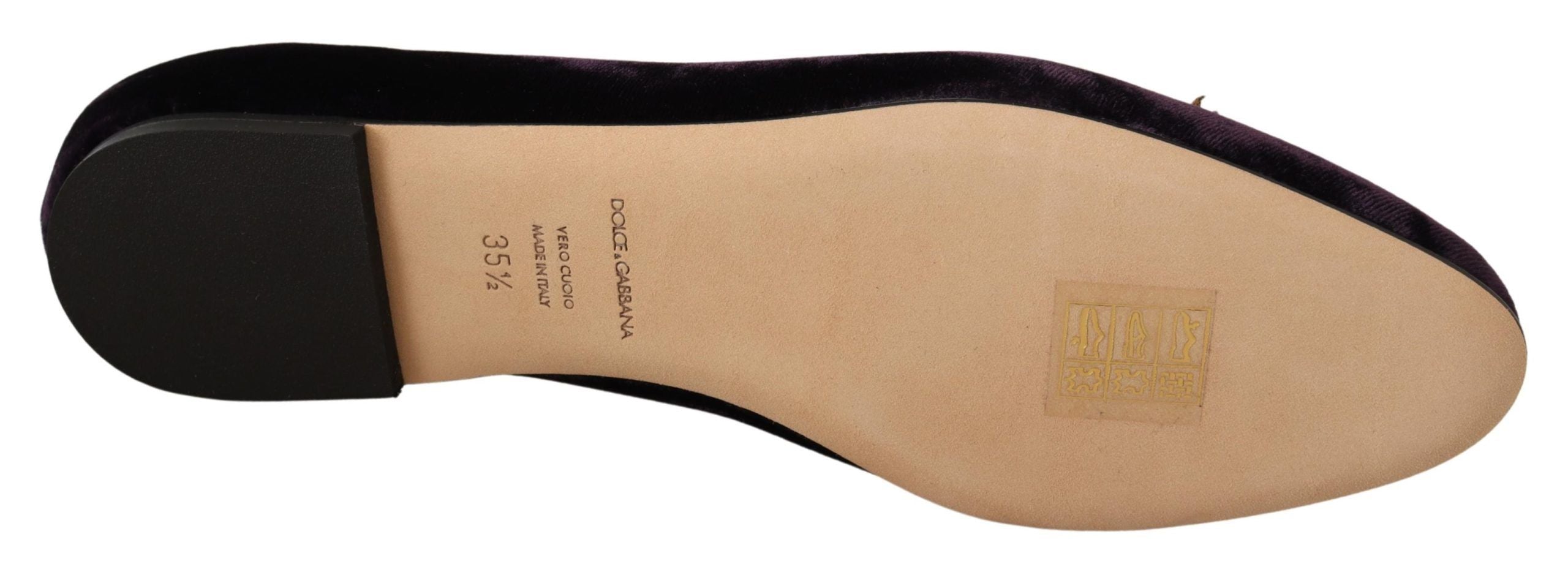 Dolce & Gabbana Purple Velvet DG Heart Loafers Flats Shoes LUNESCAPE