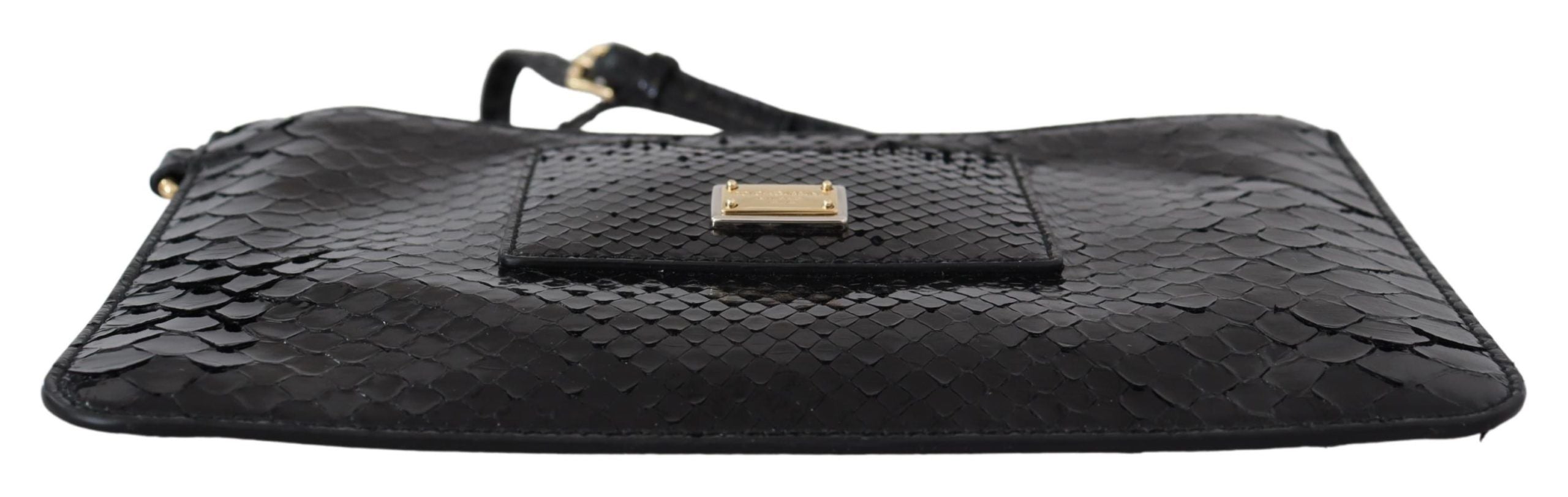 Dolce & Gabbana Black Leather Coin Purse Wristlet Mirror Agnese Wallet LUNESCAPE