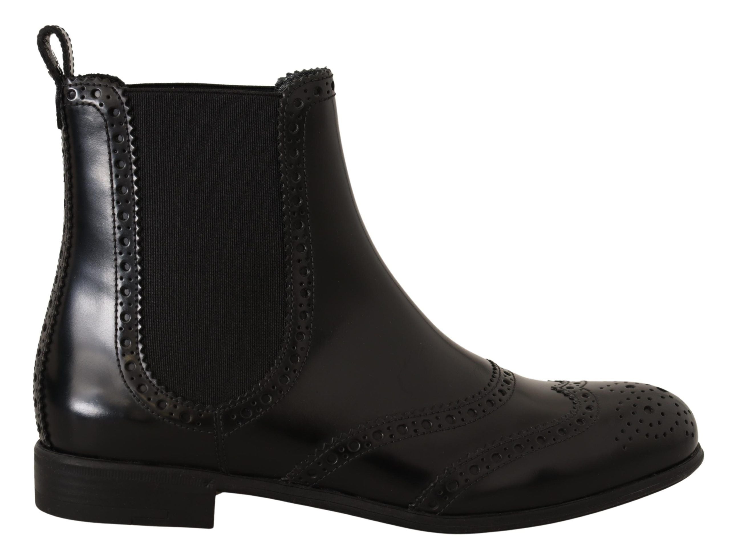Dolce & Gabbana Black Leather Ankle High Flat Boots Shoes LUNESCAPE