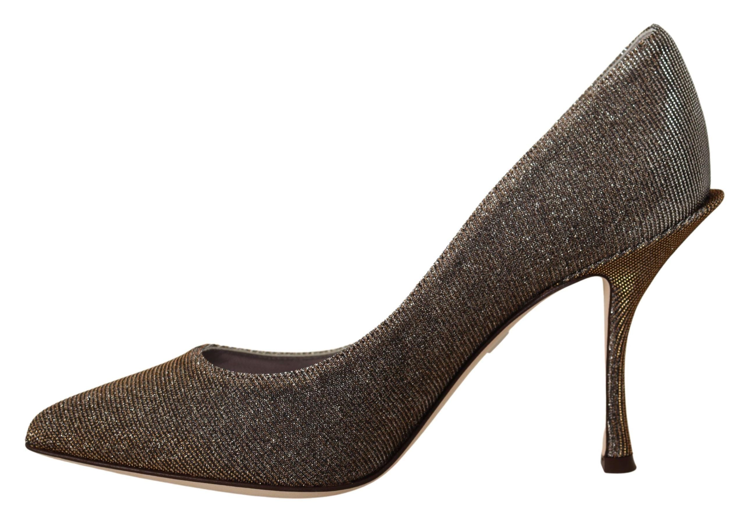 Dolce & Gabbana Gold Silver Fabric Heels Pumps Shoes LUNESCAPE